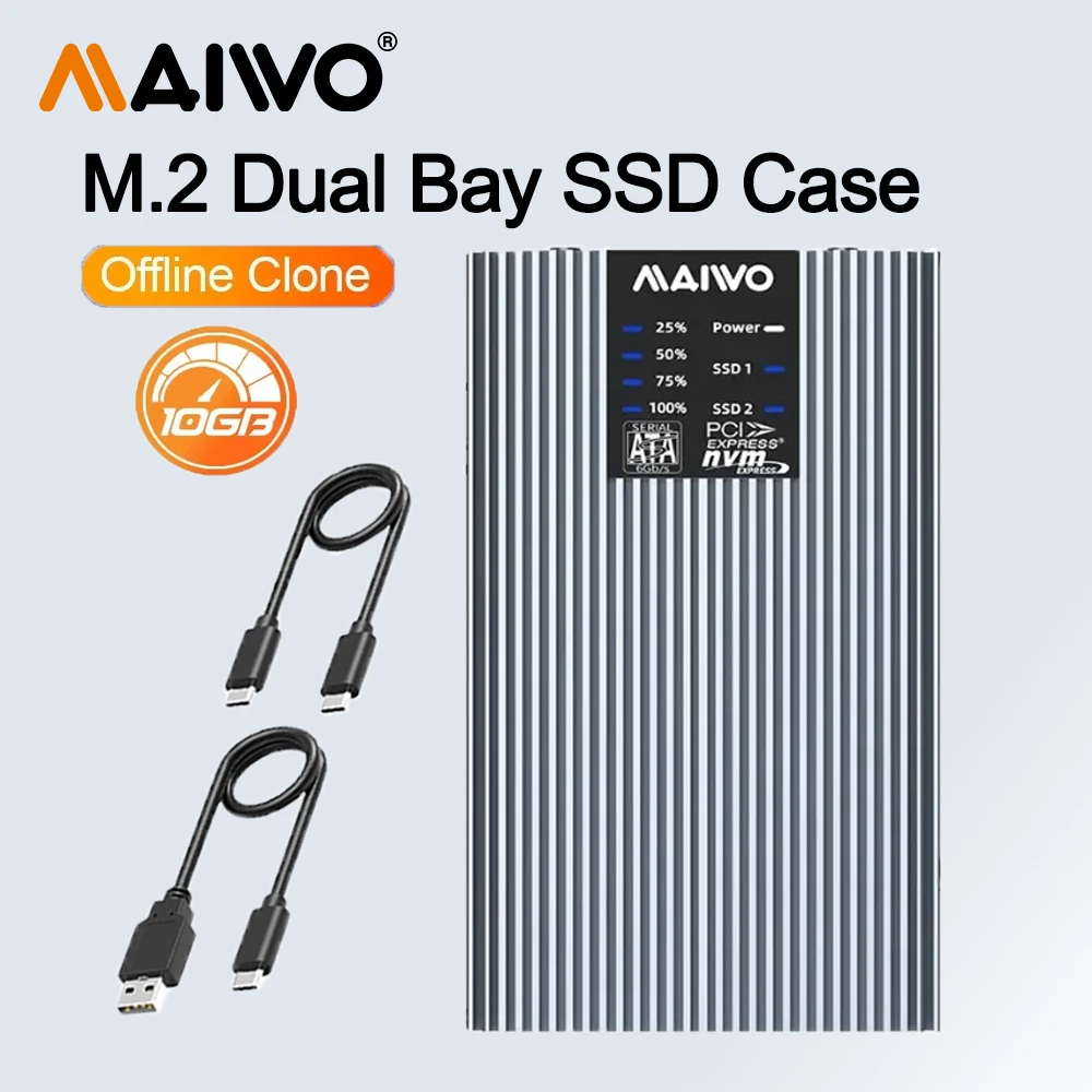 MAIWO Dual Bay 10Gbps M.2 SATA NVMe SSD Enclosure AHCI Protocol Docking Station Offline Clone
MAIWO Dual Bay 10Gbps M.2 SATA NVMe SSD Enclosure AHCI Protocol Docking Station Offline Clone