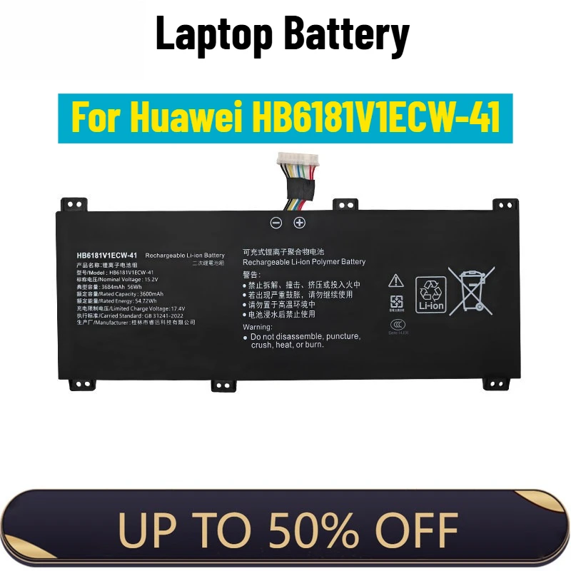 Laptop Battery for Huawei HVY-WAP9W WAP9 HLY-W19RP HB6181V1ECW-41
Laptop Battery for Huawei HVY-WAP9W WAP9 HLY-W19RP HB6181V1ECW-41