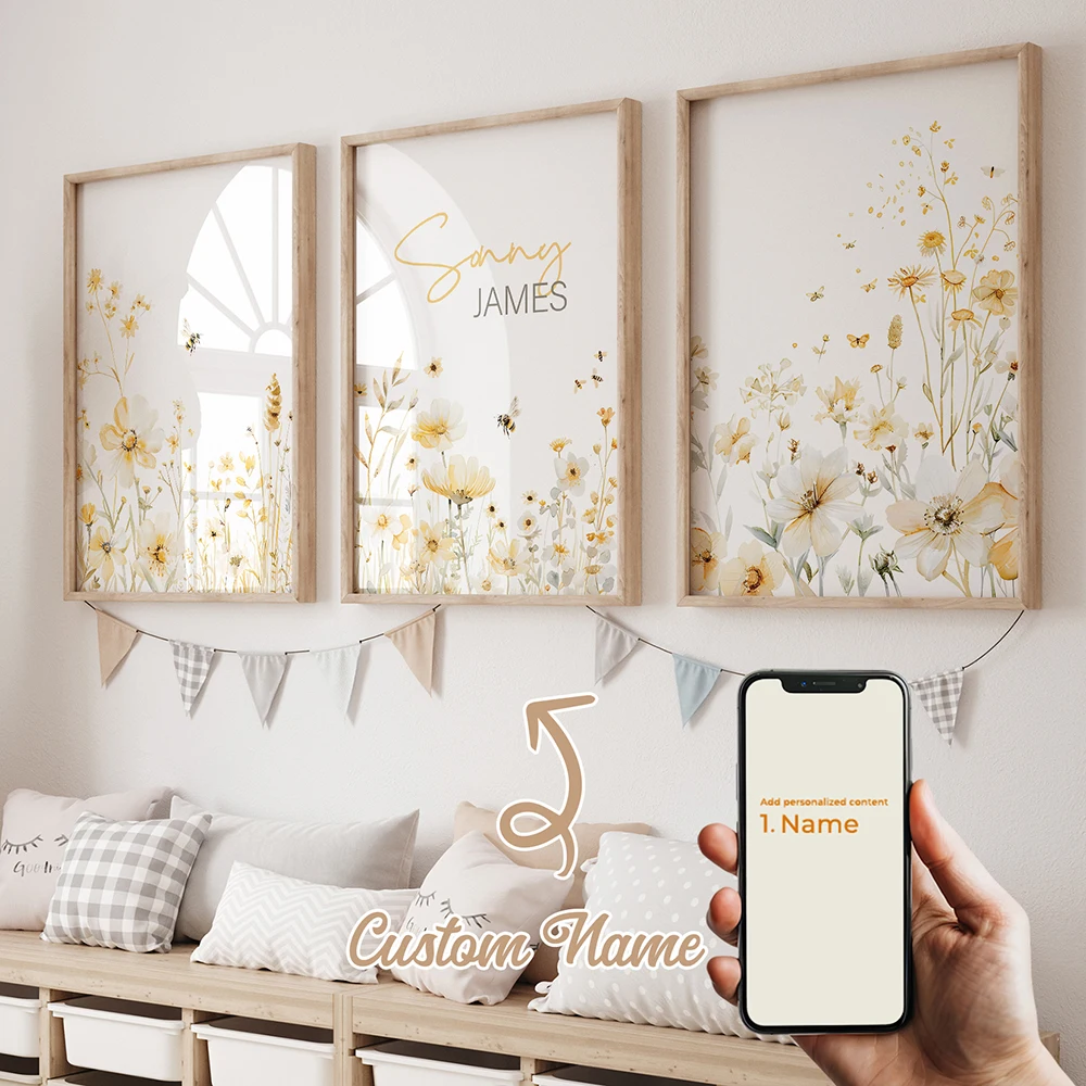 Modern Personalized Name Custom Flower Bee Wall Art Print Canvas Painting Poster Picture For Kids Room Home Decor
Modern Personalized Name Custom Flower Bee Wall Art Print Canvas Painting Poster Picture For Kids Room Home Decor