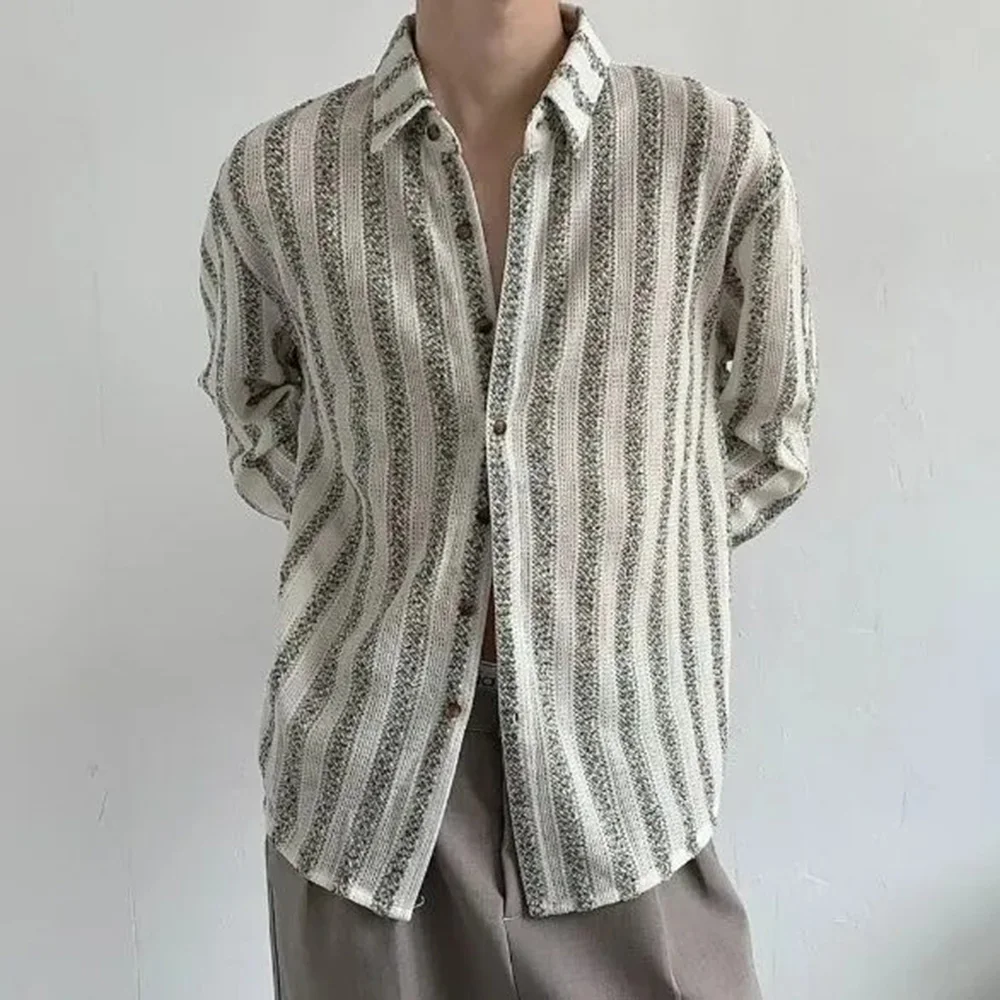 Mens Shirt Striped Hollow Shirt Niche Fashion Daily Ethnic Style All-Match Mature Sexy Long-Sleeved Top Men'S Clothing 2025 New
Mens Shirt Striped Hollow Shirt Niche Fashion Daily Ethnic Style All-Match Mature Sexy Long-Sleeved Top Men'S Clothing 2025 New