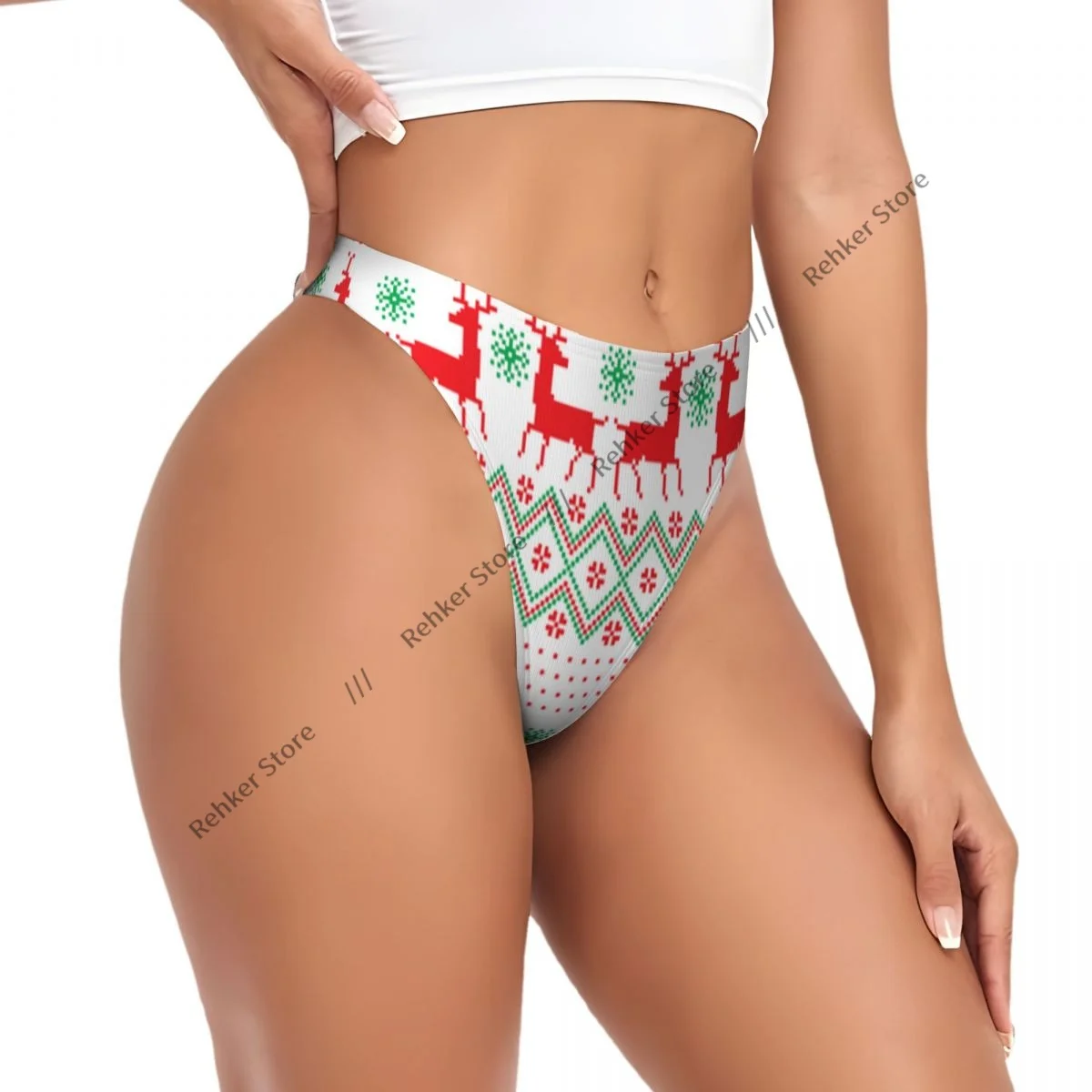 Thongs For Women V Waist G-String Panties New Year's Christmas Pattern Pixel Underwear Breathable Underpants
Thongs For Women V Waist G-String Panties New Year's Christmas Pattern Pixel Underwear Breathable Underpants