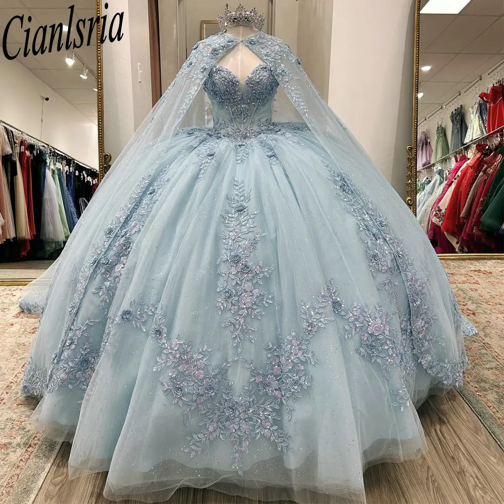 Голубое милое бальное платье с бисером, платья Quinceanera с накидкой и аппликациями, кружевное милое платье 16, Vestido De 15 Anos
Голубое милое бальное платье с бисером, платья Quinceanera с накидкой и аппликациями, кружевное милое платье 16, Vestido De 15 Anos