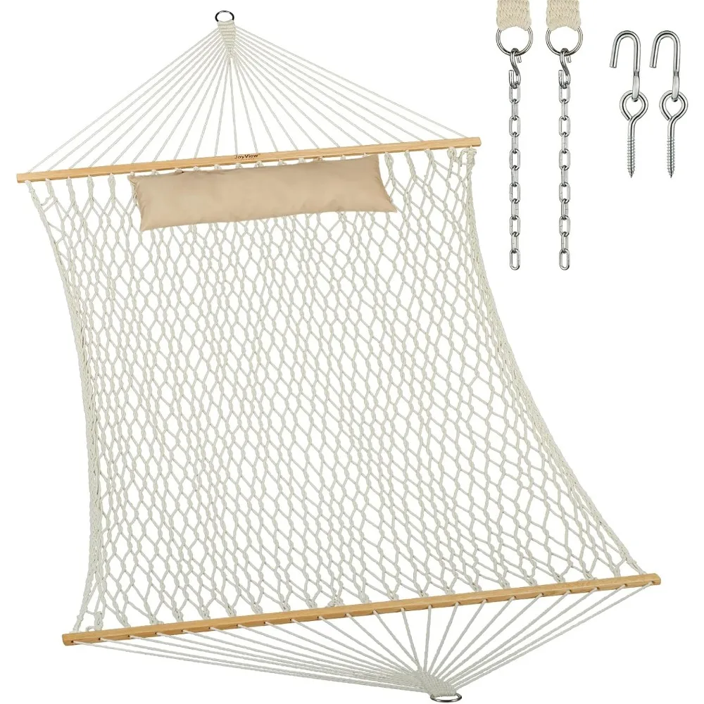 Traditional Rope Double Hammock - Hand Woven Cotton Hammock with Hardwood Spreader Bar and Pillow 450lb Capacity 2 Person Hammo
Traditional Rope Double Hammock - Hand Woven Cotton Hammock with Hardwood Spreader Bar and Pillow 450lb Capacity 2 Person Hammo