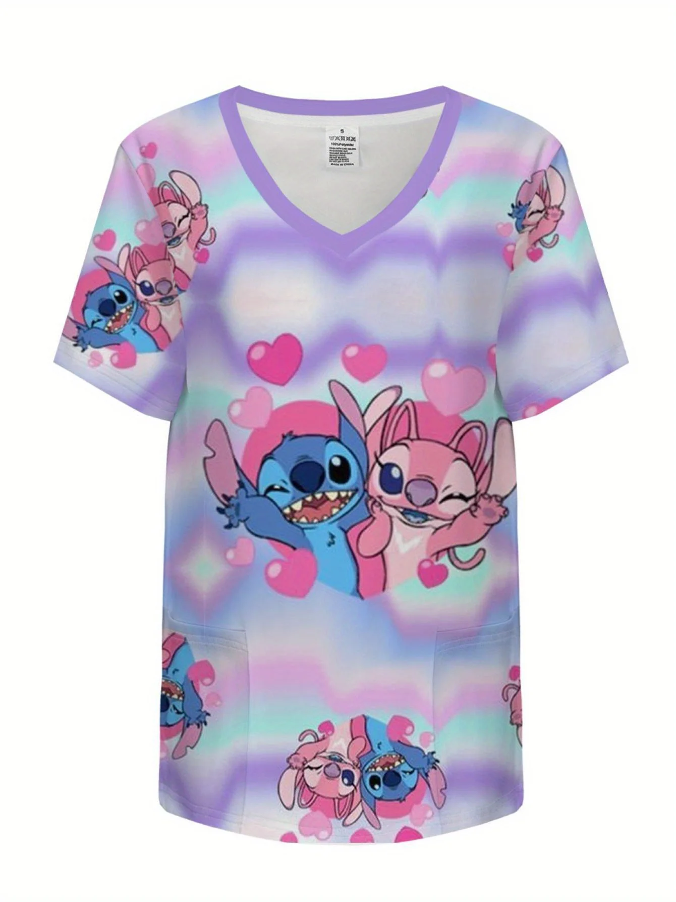 Disney 3D New Cartoon Stitch Women's V-neck Short sleeved Summer Casual Digital Printed T-shirt Top
Disney 3D New Cartoon Stitch Women's V-neck Short sleeved Summer Casual Digital Printed T-shirt Top