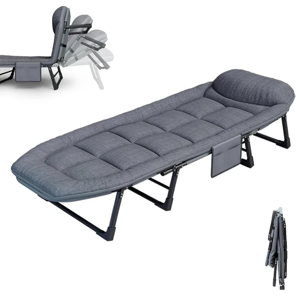 Camping bed with adult mattress, 6 adjustable positions, portable, foldable crib for outdoor bed with pillow for sleeping
Camping bed with adult mattress, 6 adjustable positions, portable, foldable crib for outdoor bed with pillow for sleeping