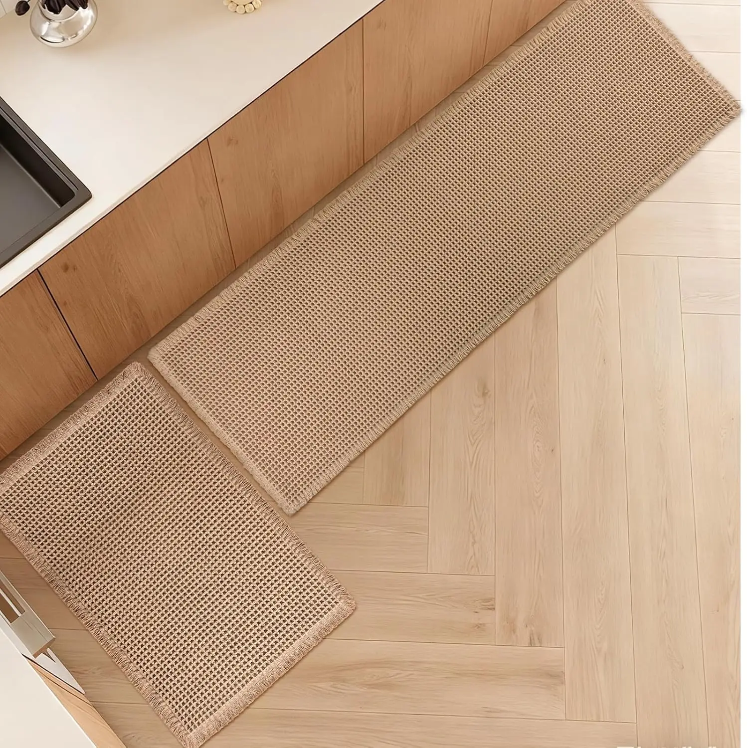Super Absorbent Non-Slip Waffle Bath Mat, Quick Dry, Soft, Tassels, Machine Washable, Brown, 17x24 + 24x72
Super Absorbent Non-Slip Waffle Bath Mat, Quick Dry, Soft, Tassels, Machine Washable, Brown, 17x24 + 24x72
