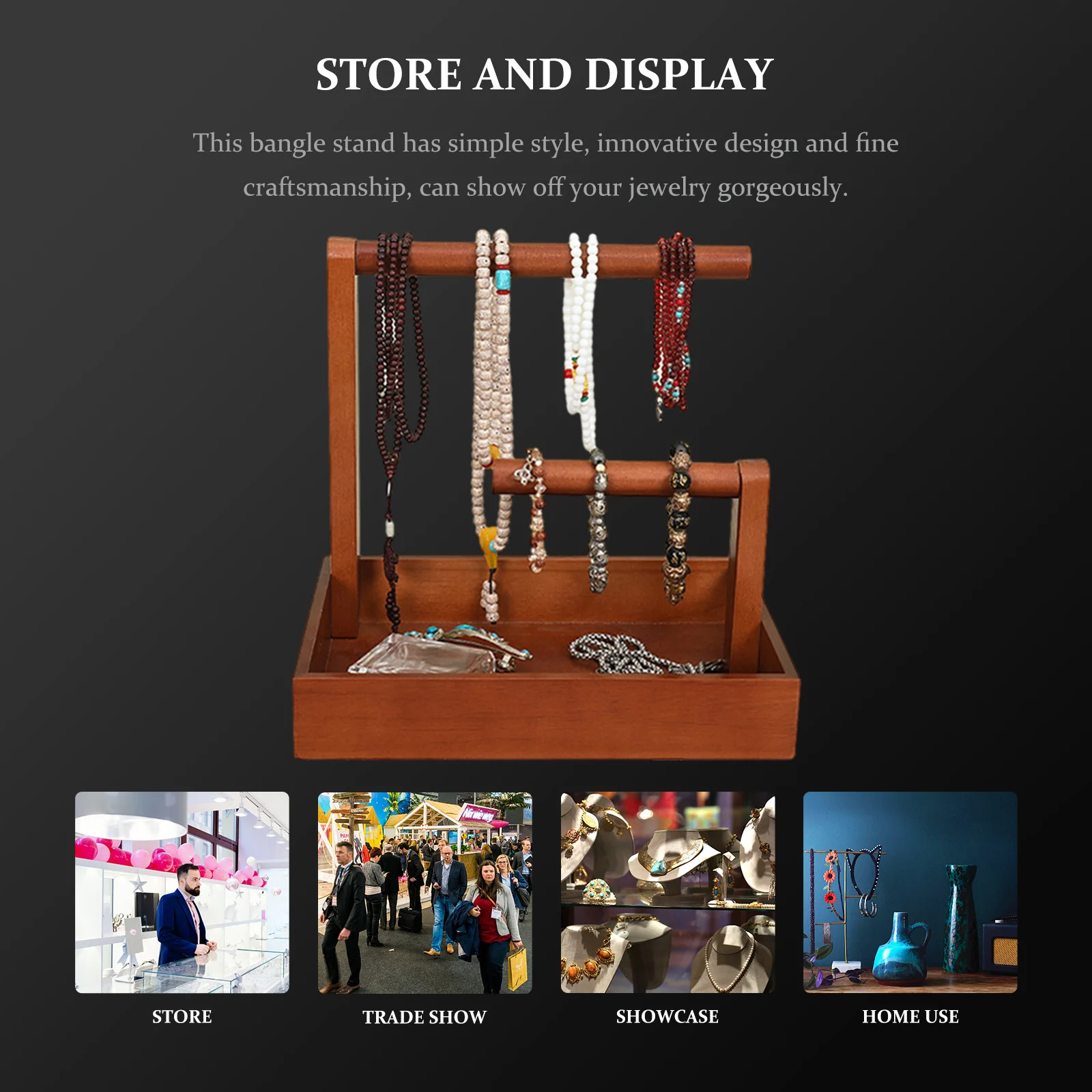 Wooden Jewelry Stand Bangle Display Holder Bracelet Organizer Decorative Storage Rack Retro Style Home Display
Wooden Jewelry Stand Bangle Display Holder Bracelet Organizer Decorative Storage Rack Retro Style Home Display