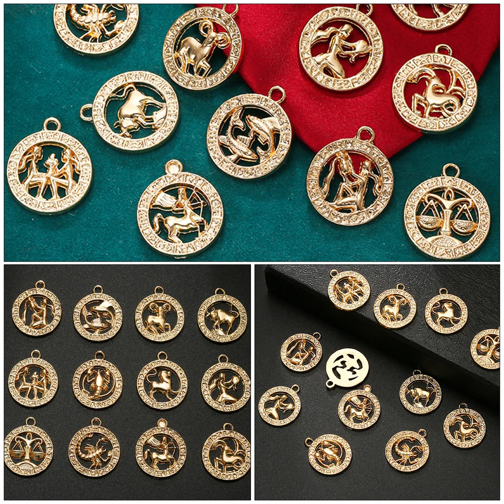 12 Pcs Zodiac Necklace Pendant Alloy Charms for Making Jewelry Ornaments Golden Accessories DIY Decorations 
12 Pcs Zodiac Necklace Pendant Alloy Charms for Making Jewelry Ornaments Golden Accessories DIY Decorations