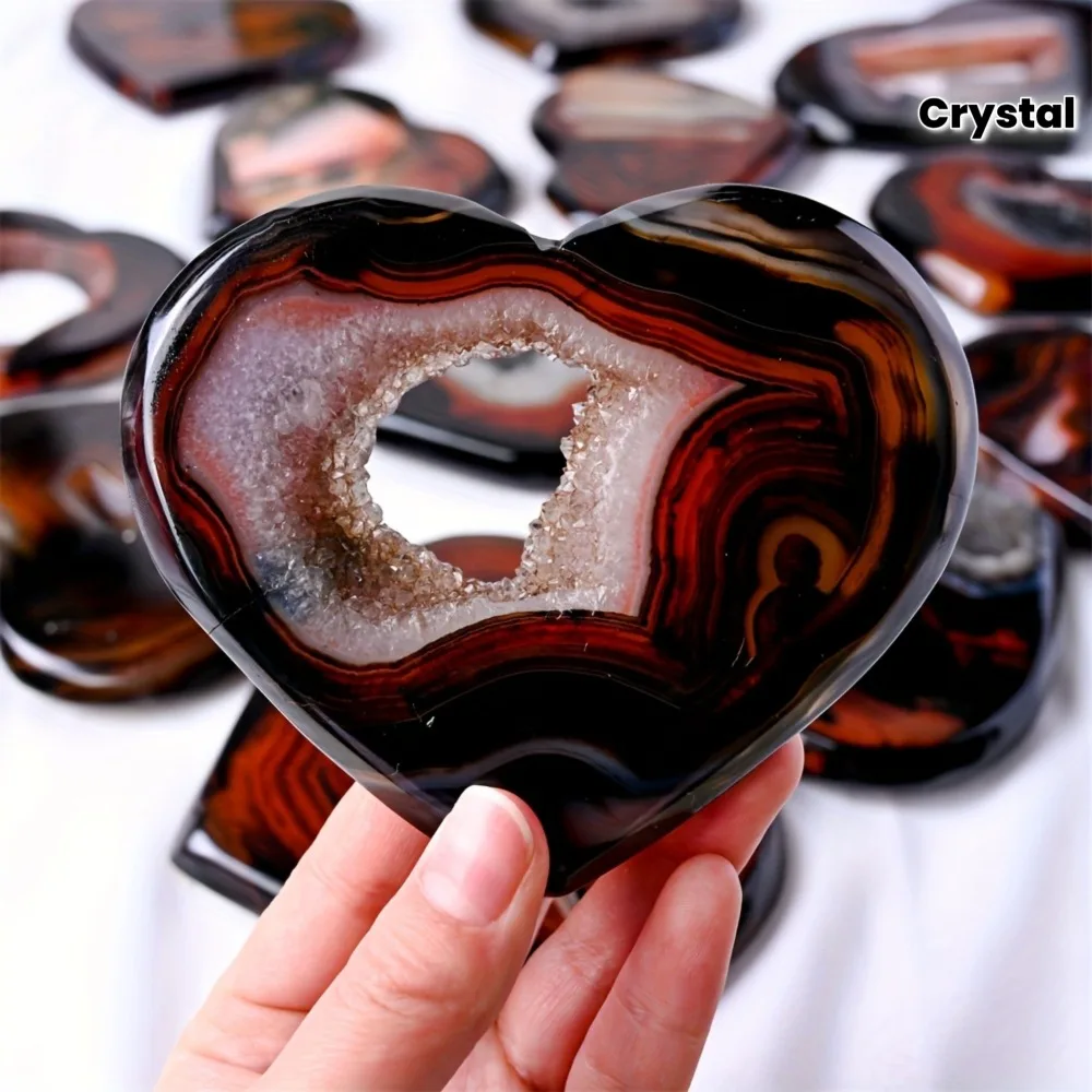 Natural Red and Black Agate Geode Heart Shaped Love Reiki for Home Decoration Ornaments Bohe Style Holiday Gift
Natural Red and Black Agate Geode Heart Shaped Love Reiki for Home Decoration Ornaments Bohe Style Holiday Gift