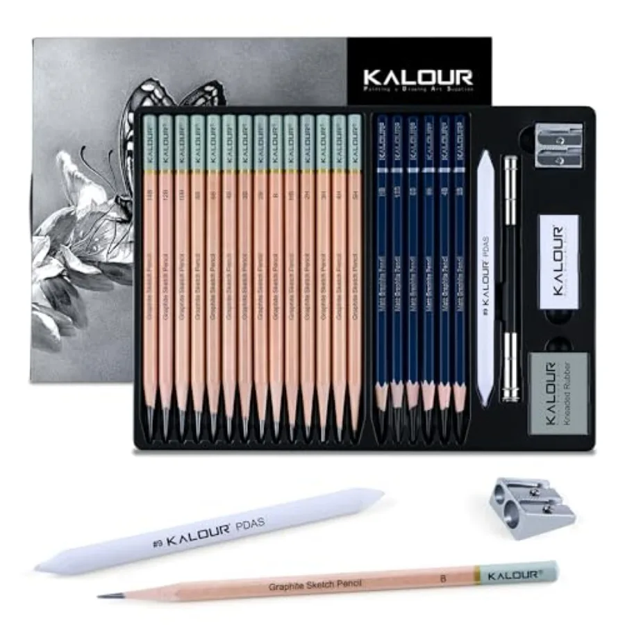 Piece Professional Sketch Pencil Set with Matte and Regular Pencils - Includes Vinyl Eraser, Kneaded Eraser, Sharpener, Pencil
Piece Professional Sketch Pencil Set with Matte and Regular Pencils - Includes Vinyl Eraser, Kneaded Eraser, Sharpener, Pencil