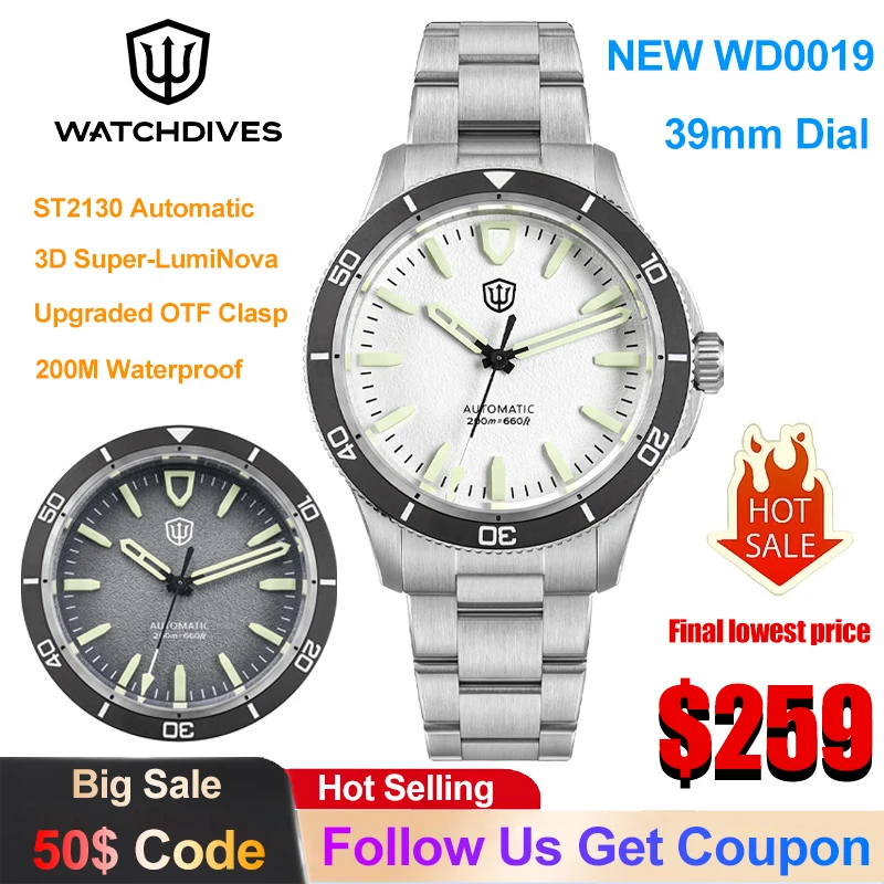 Watchdives WD0019 Mechanical Watch Full 3D Super-LumiNova Applied Indices ST2130 Automatic Luxury Men's Watch Upgraded OTF Clasp
Watchdives WD0019 Mechanical Watch Full 3D Super-LumiNova Applied Indices ST2130 Automatic Luxury Men's Watch Upgraded OTF Clasp