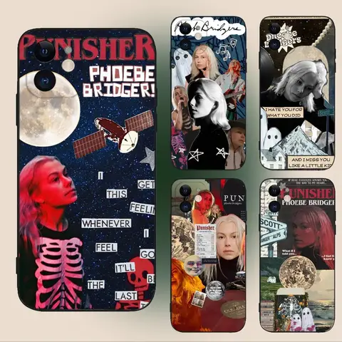 Punisher Phoebe Bridgers  Phone Case For iPhone 15,14,13,12,11,Plus,Pro Max,XS,X,XR,SE,Mini,8,7 Soft Silicone Black Cover
