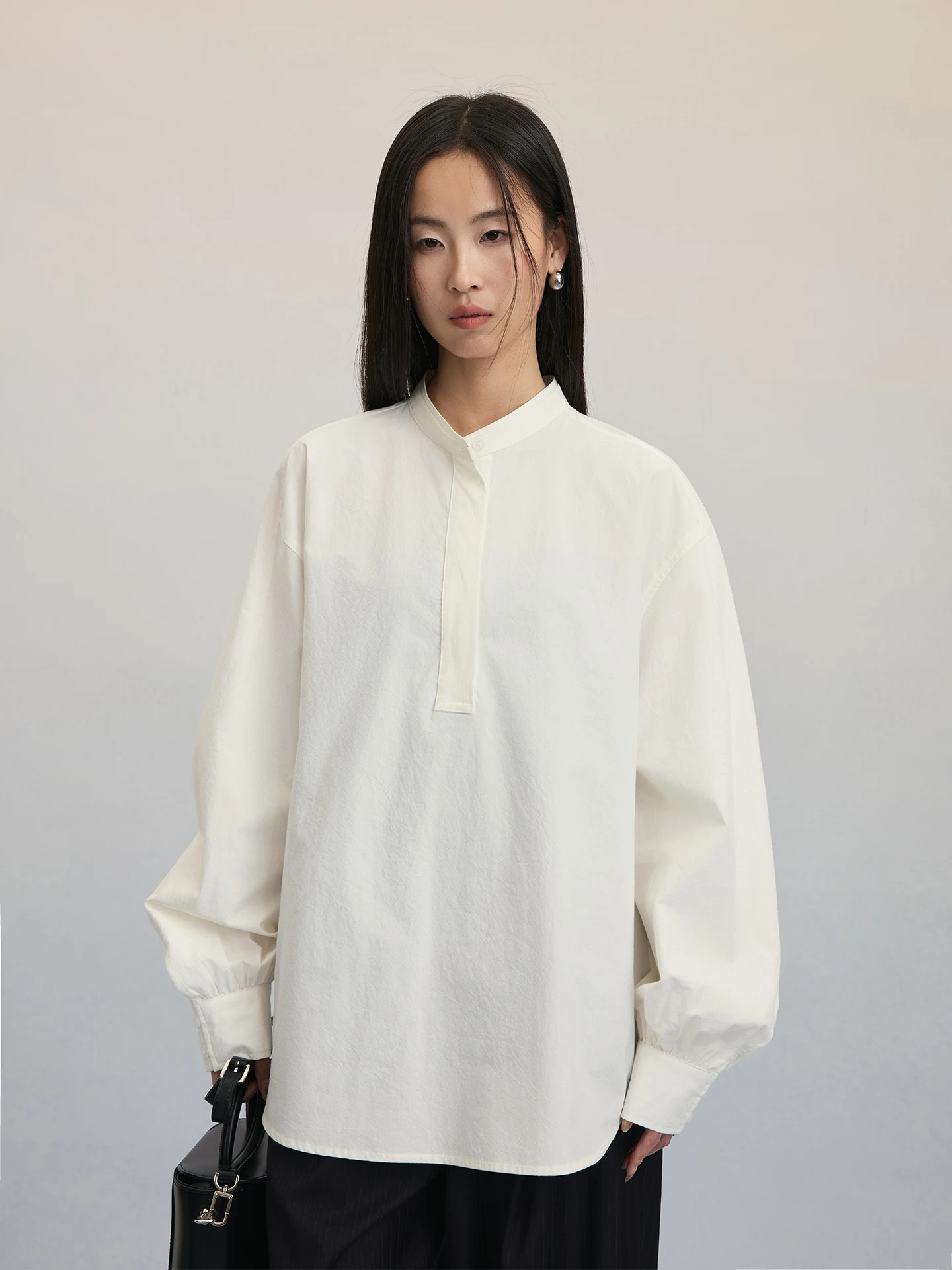 Pure Cotton Long Sleeve White Shirt Stand Collar Simple Style Women's Loose Fit Sun Protection Caremind Premium Feeling
Pure Cotton Long Sleeve White Shirt Stand Collar Simple Style Women's Loose Fit Sun Protection Caremind Premium Feeling