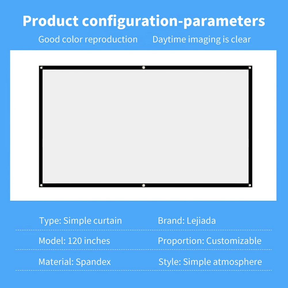 Portable Folding Projector Screen 60/72/84/100/120/150 inch HD Display Screen 16:9 Simple Projector Curtain Black Edges for Home
Portable Folding Projector Screen 60/72/84/100/120/150 inch HD Display Screen 16:9 Simple Projector Curtain Black Edges for Home