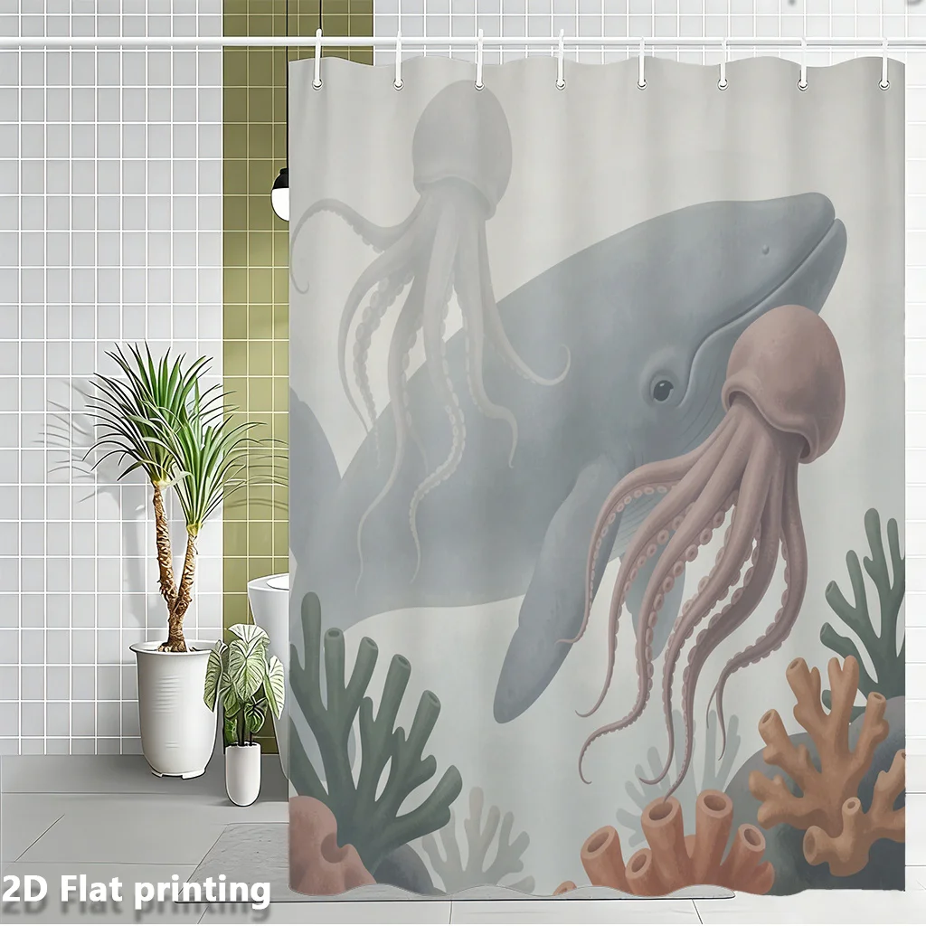 Whale Jellyfish Ocean Shower Curtain Waterproof Bathroom Decor Marine Art Print Tropical Sea Life Curtain 180x180cm
Whale Jellyfish Ocean Shower Curtain Waterproof Bathroom Decor Marine Art Print Tropical Sea Life Curtain 180x180cm