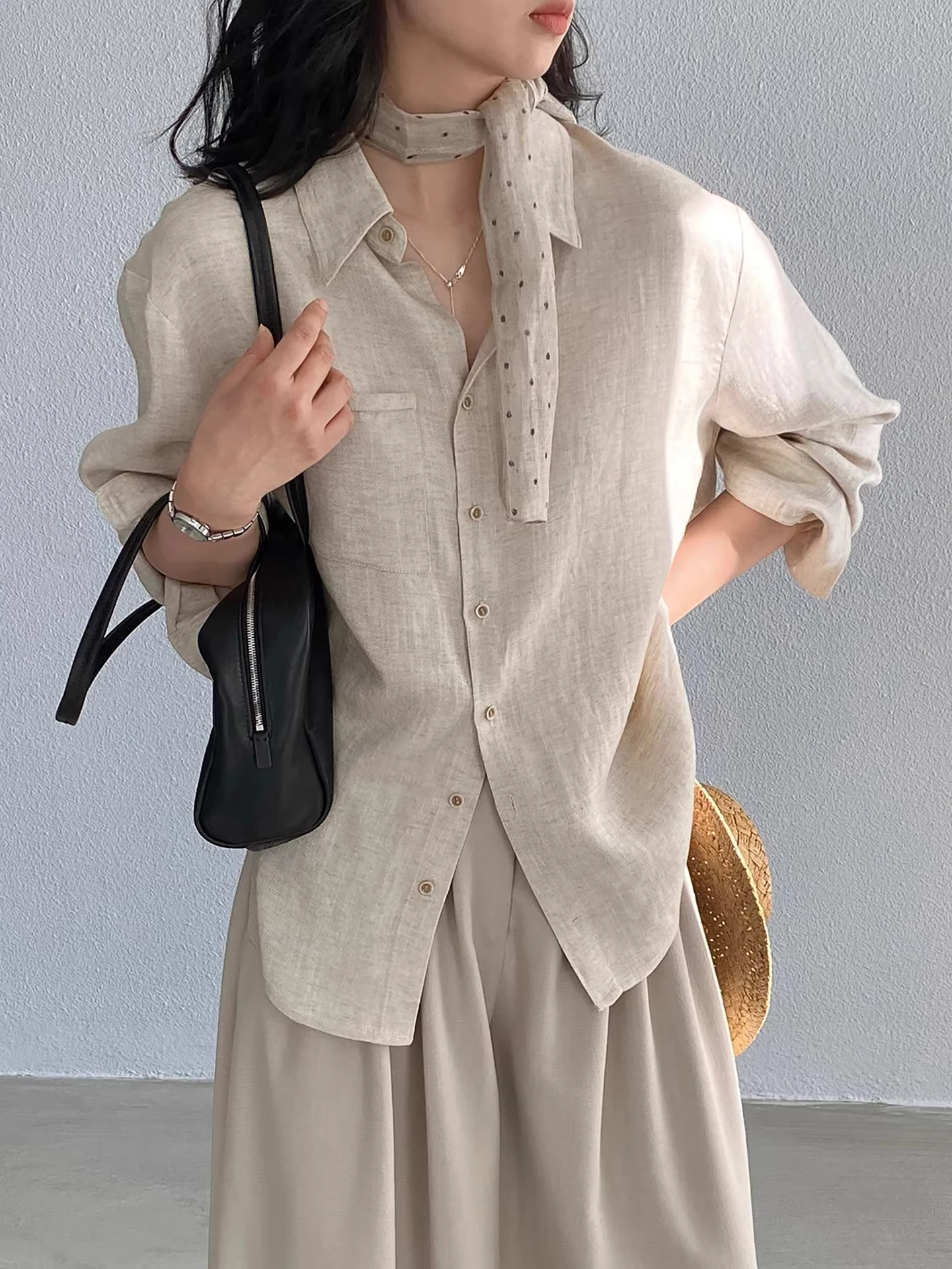 Ladies' Linen Long Sleeve Shirt Loose Fit Turn-down Collar Simple Style Commute Sun Protection Top Spring Summer High End Feel
Ladies' Linen Long Sleeve Shirt Loose Fit Turn-down Collar Simple Style Commute Sun Protection Top Spring Summer High End Feel