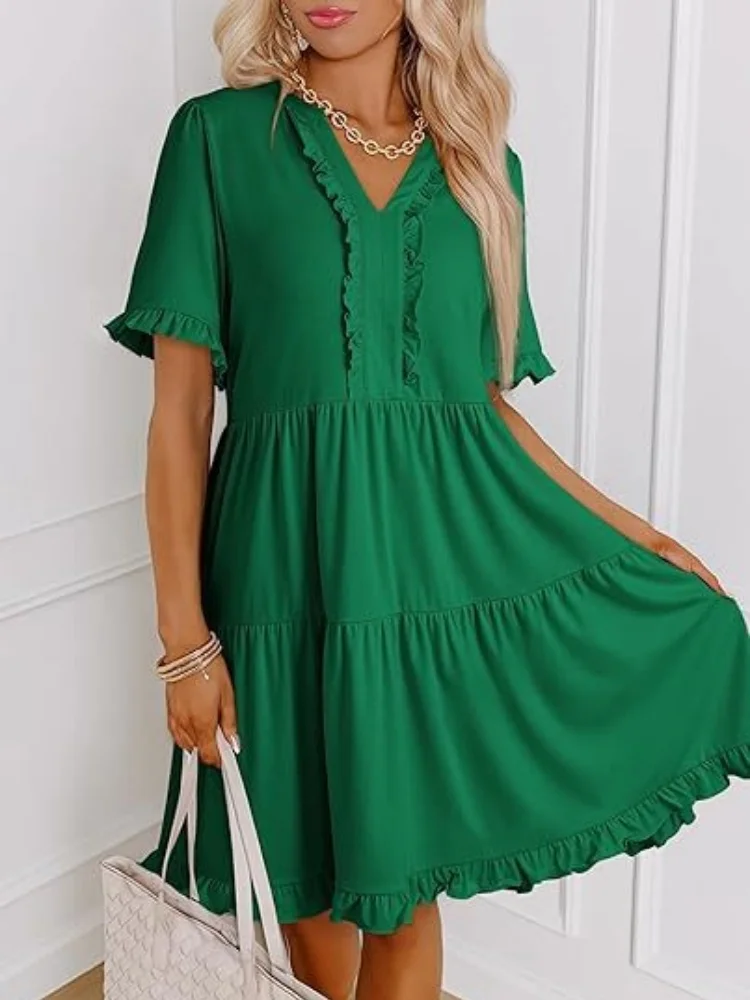 Minimalist V Neck Short Sleeved A Line Skirt Multi Color Options Casual Dresses Summer
Minimalist V Neck Short Sleeved A Line Skirt Multi Color Options Casual Dresses Summer