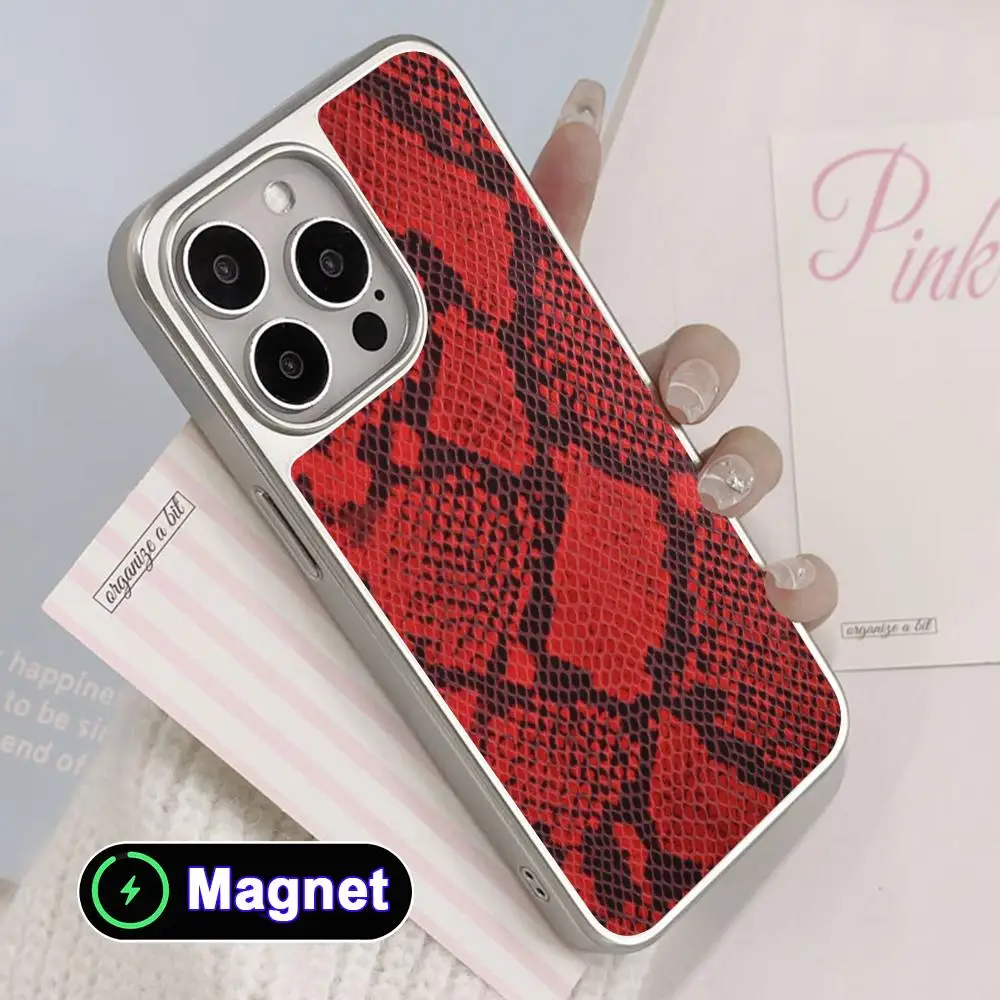 Luxury Snake Skin Texture Phone Case for iPhone 17 16 15 14 13 12 11 Air Pro Max Plus Electroplated Silver Magsafe Cover
Luxury Snake Skin Texture Phone Case for iPhone 17 16 15 14 13 12 11 Air Pro Max Plus Electroplated Silver Magsafe Cover