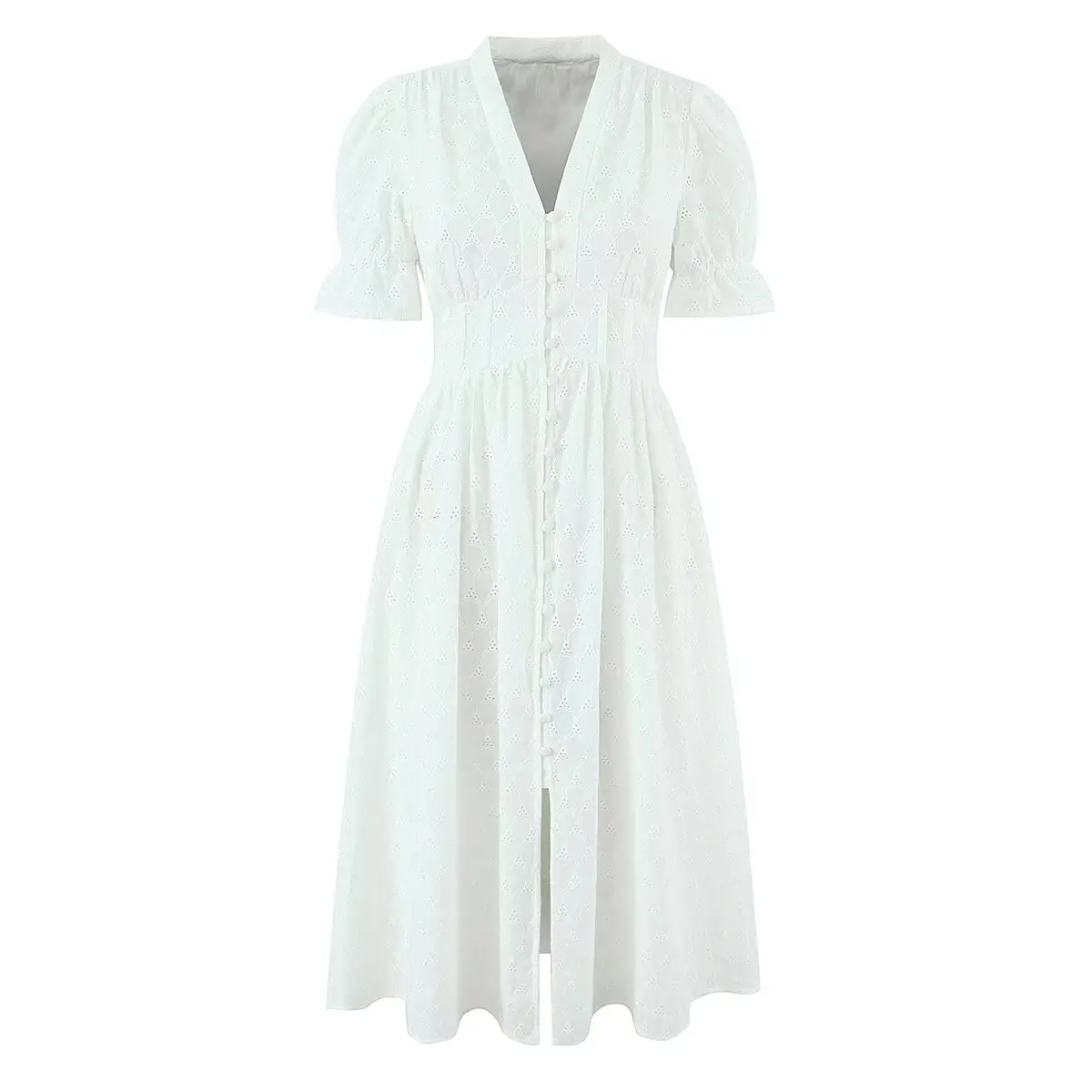 WOMEN 2026 Summer New Fashion Short-Sleeved Cutout Embroidered Midi dress Retro V Neck Casual Chic Female Dresses Vestidos Mujer
WOMEN 2026 Summer New Fashion Short-Sleeved Cutout Embroidered Midi dress Retro V Neck Casual Chic Female Dresses Vestidos Mujer