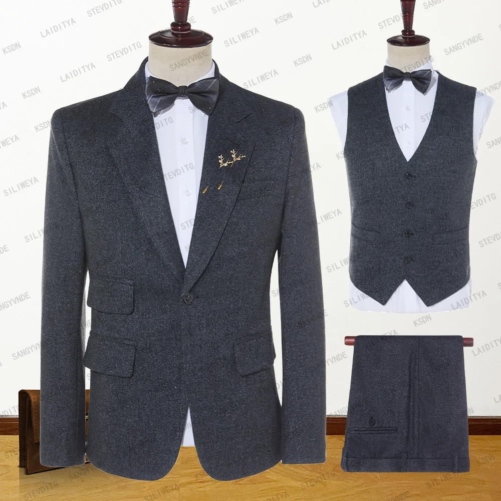 2023 New Costume Homme Blue And Black Mixed Letter Pattern Tweed Men's Suit Groom Slim Fit Tuxedo 3 Pcs Set Jacket+Pants+Vest
2023 New Costume Homme Blue And Black Mixed Letter Pattern Tweed Men's Suit Groom Slim Fit Tuxedo 3 Pcs Set Jacket+Pants+Vest