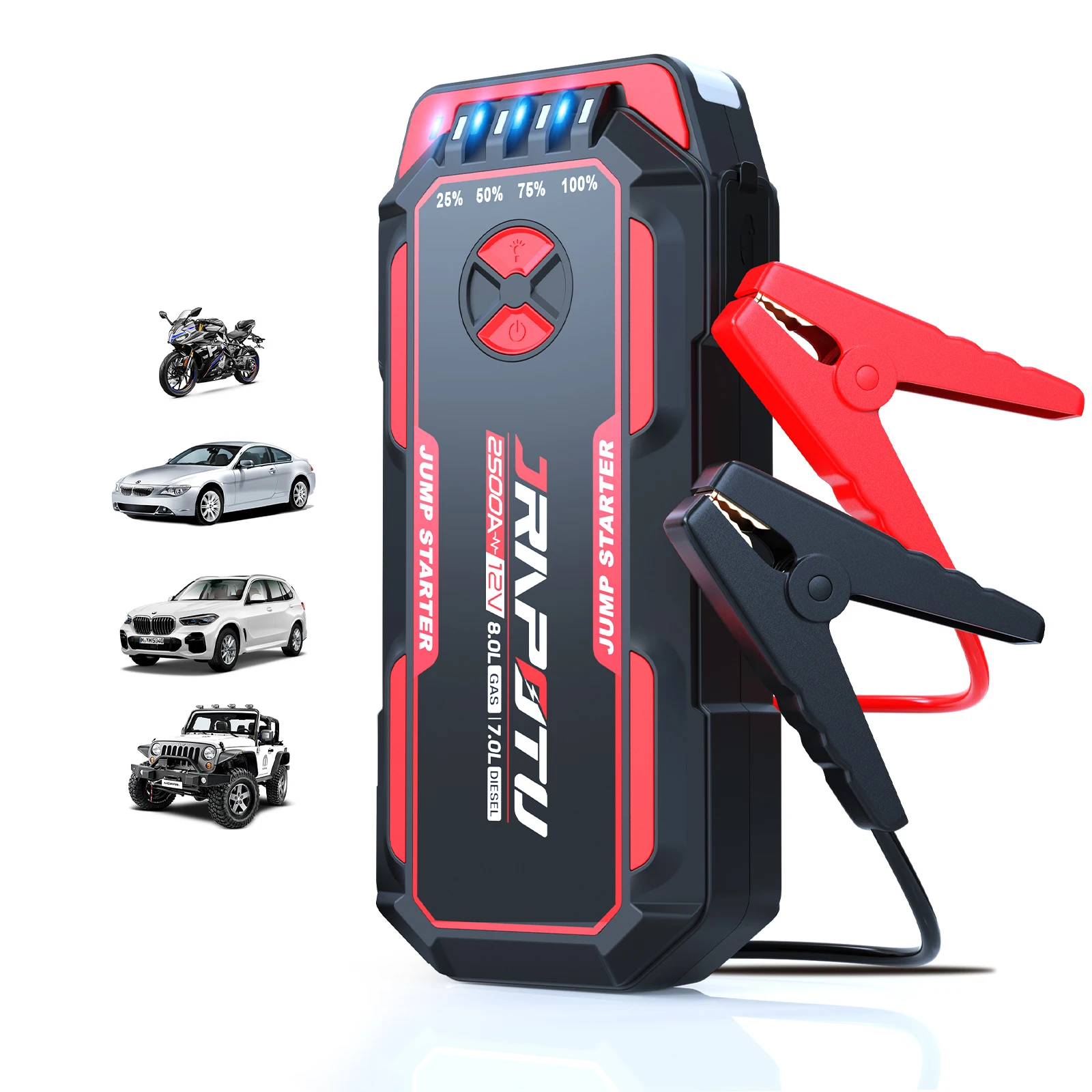 Portable Car Jump Starter, 2500A Peak Battery Jumper Starter Portable, Jump Box for Car Battery, 12V Portable Jump Starter for 8
Portable Car Jump Starter, 2500A Peak Battery Jumper Starter Portable, Jump Box for Car Battery, 12V Portable Jump Starter for 8