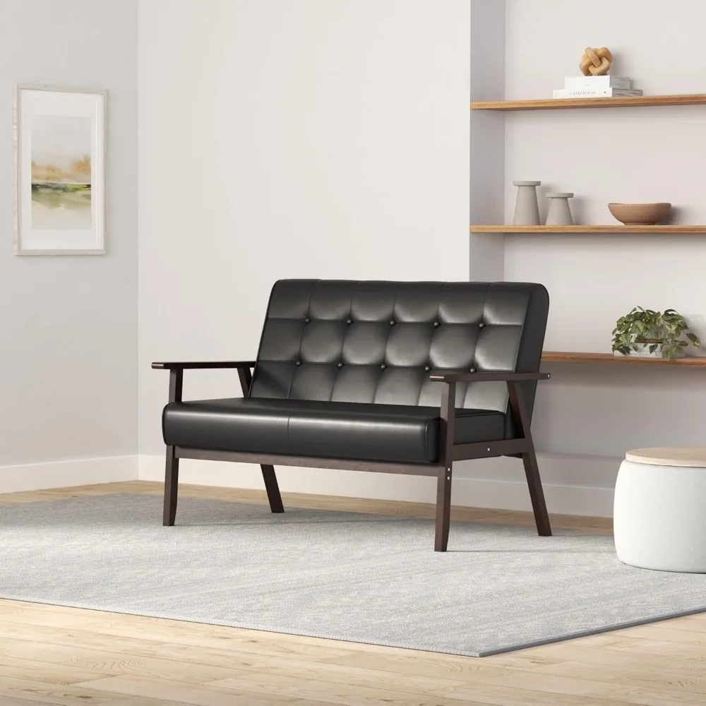 Mid-Century Modern Solid Loveseat Sofa Upholstered Faux Leather Couch 2-Seat Wood Armchair Living Room/Outdoor Lounge Chair
Mid-Century Modern Solid Loveseat Sofa Upholstered Faux Leather Couch 2-Seat Wood Armchair Living Room/Outdoor Lounge Chair