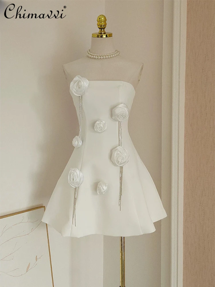 2024 Spring New Strapless White Dress Women Three-Dimensional Flowers Decoration Slim Shapely Ball Gown Party Short Dresses
2024 Spring New Strapless White Dress Women Three-Dimensional Flowers Decoration Slim Shapely Ball Gown Party Short Dresses