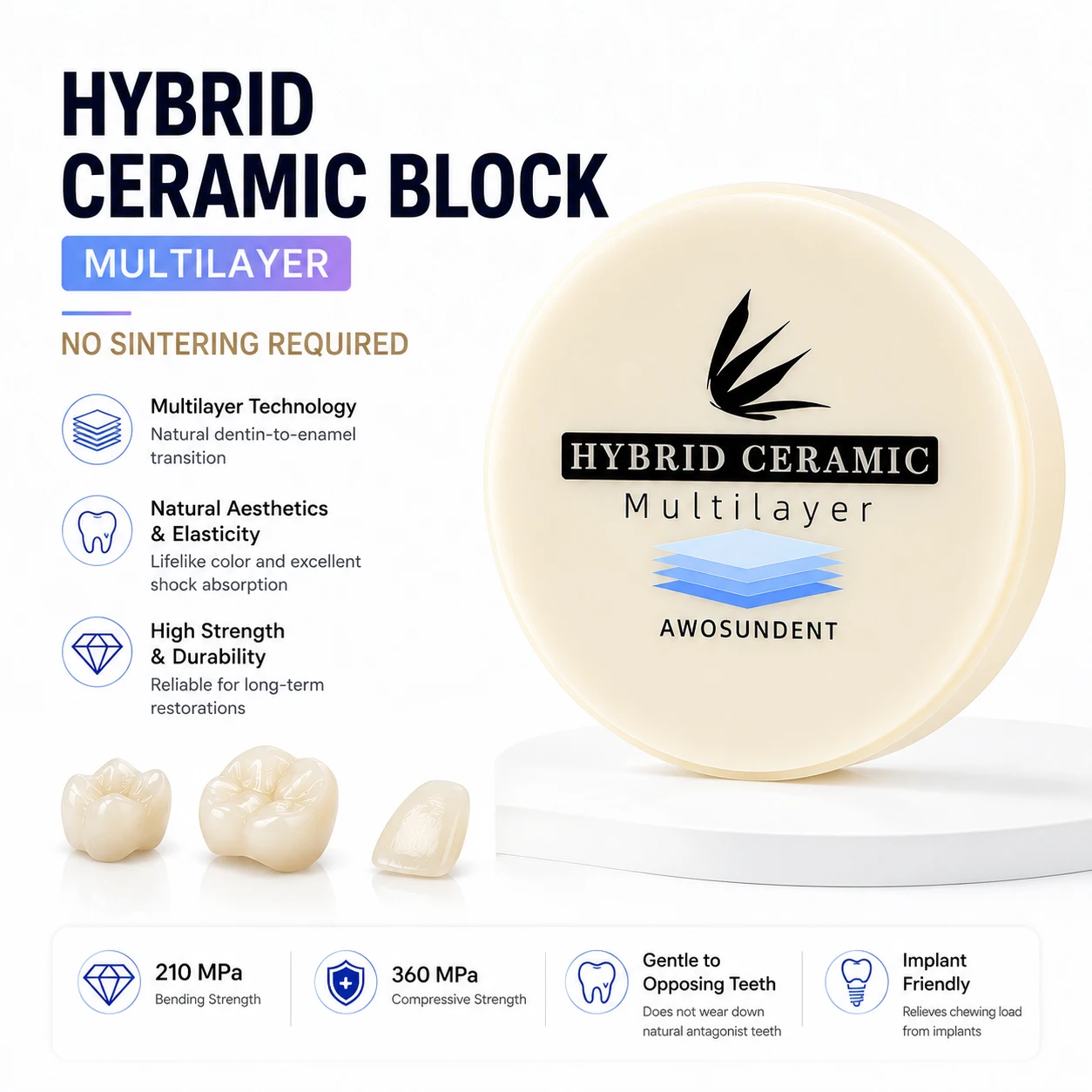 Sinter free Multilayer CAD/CAM Composite Resin Blocks With Glass Ceramic Dental Hybrid Ceramic Block
Sinter free Multilayer CAD/CAM Composite Resin Blocks With Glass Ceramic Dental Hybrid Ceramic Block