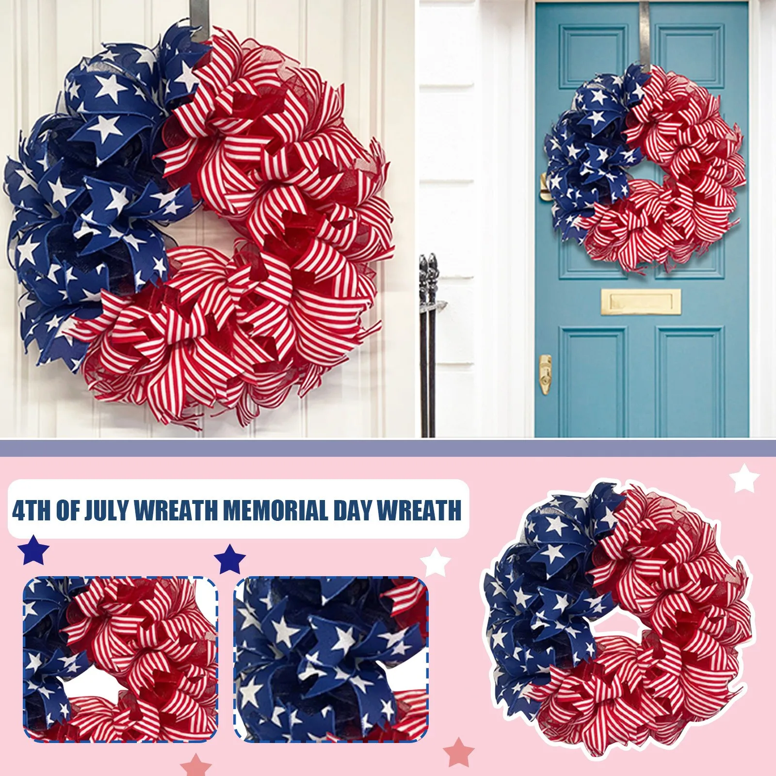 Independence Day Wreath Door Decorations 4th Of Julys Wreath Memorial Day Wreath Patriotic Wreath For Front Door Holiday Pendant
Independence Day Wreath Door Decorations 4th Of Julys Wreath Memorial Day Wreath Patriotic Wreath For Front Door Holiday Pendant