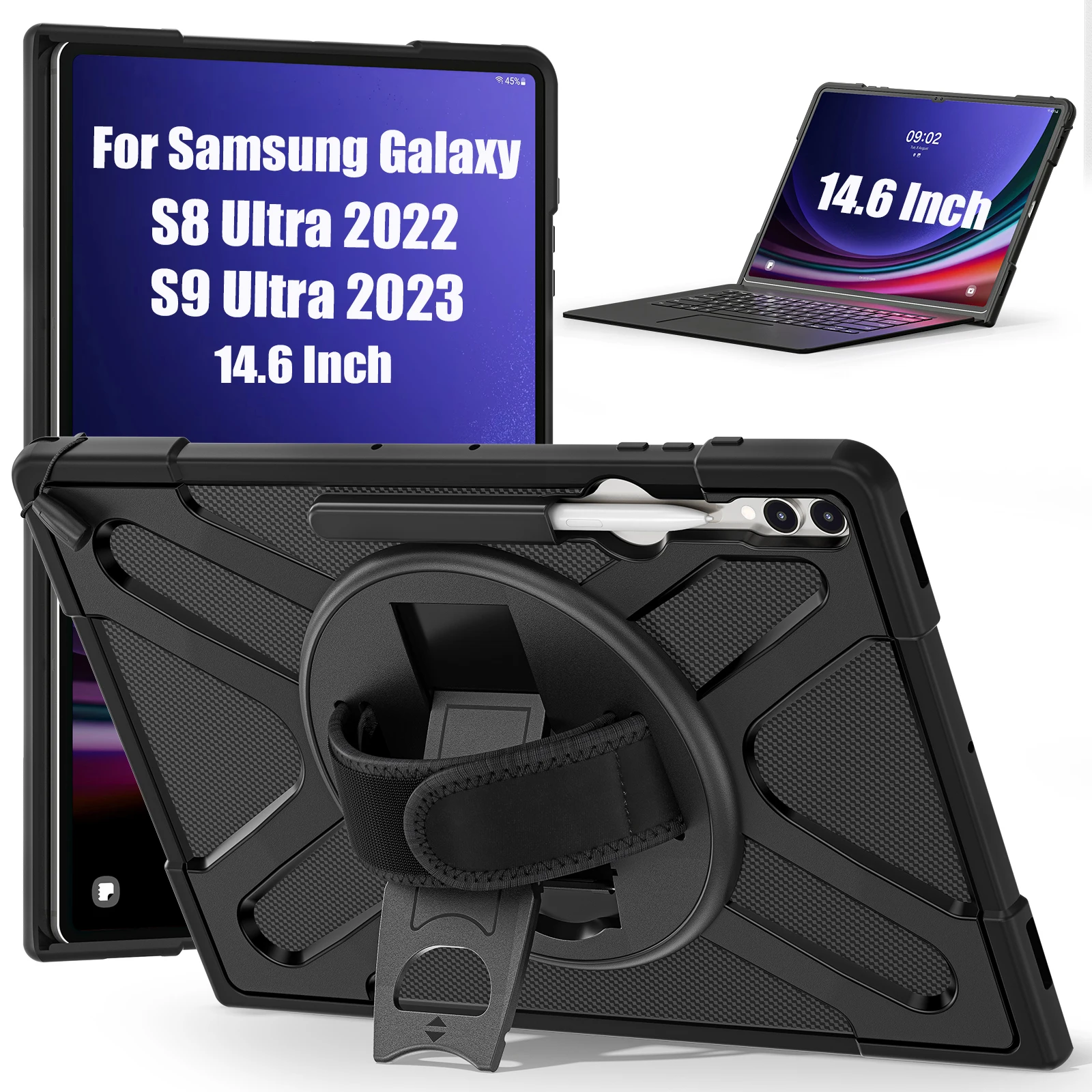 Case for Samsung Galaxy Tab S9 Ultra 2023 14.6 Inch S8 Ultra 2022 Shockproof Rugged Case with Rotating Stand Hand Strap Cover
Case for Samsung Galaxy Tab S9 Ultra 2023 14.6 Inch S8 Ultra 2022 Shockproof Rugged Case with Rotating Stand Hand Strap Cover