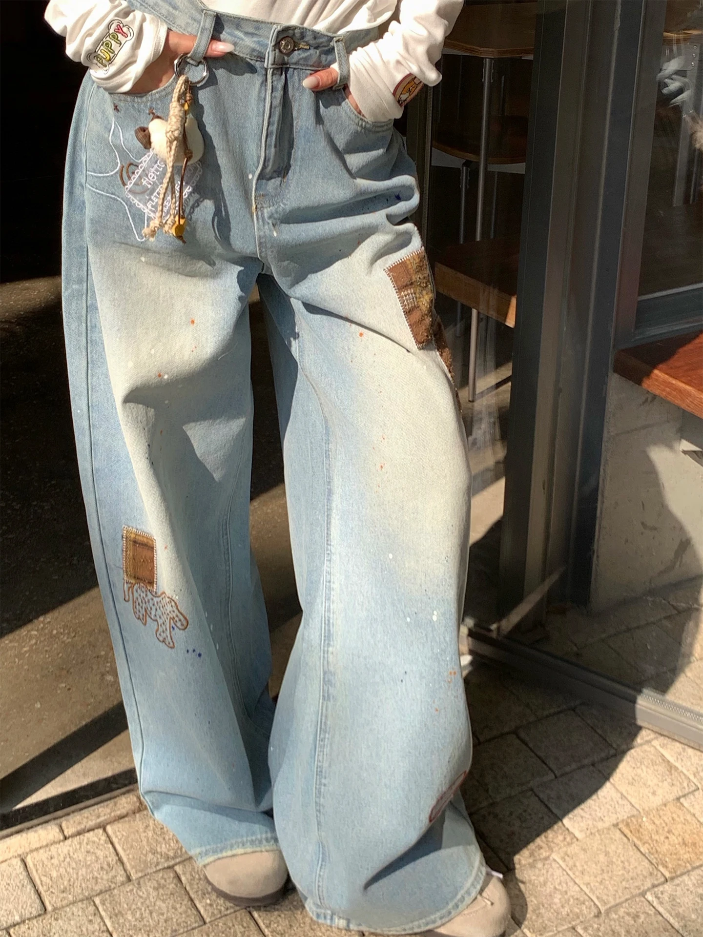 Xueke Dog Plaid Patchwork Straight Leg Jeans Women's Autumn Winter Loose Fit Sli Long Pants Casual Chic l Waist
Xueke Dog Plaid Patchwork Straight Leg Jeans Women's Autumn Winter Loose Fit Sli Long Pants Casual Chic l Waist