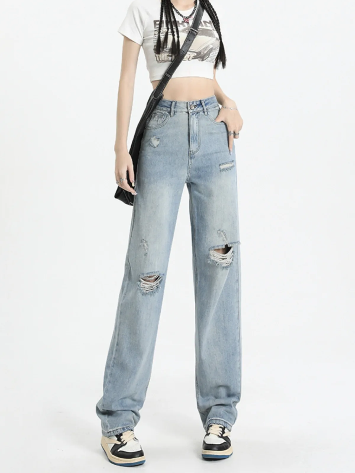 Women's Summer Thin Straight Leg High Waist Jeans Torn Loose Wide Leg Drapey Slimming Floor-Length Pants Cotton Blend
Women's Summer Thin Straight Leg High Waist Jeans Torn Loose Wide Leg Drapey Slimming Floor-Length Pants Cotton Blend
