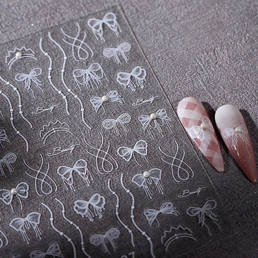 White Pearl Various Bowknot Line Tassel Tender Ribbon Arc Charming Self Adhesive Nail Art Decorations Stickers Manicure Decals
White Pearl Various Bowknot Line Tassel Tender Ribbon Arc Charming Self Adhesive Nail Art Decorations Stickers Manicure Decals
