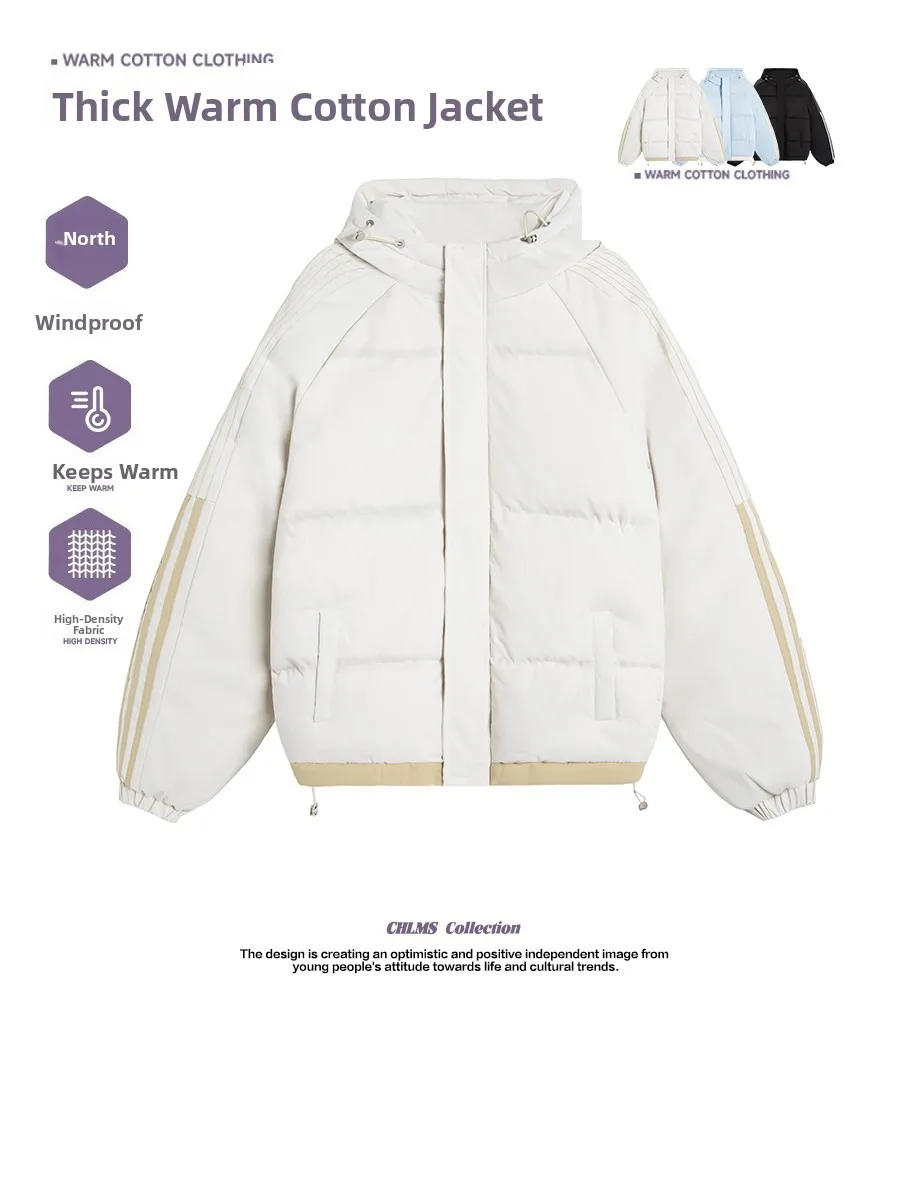 CHLMS Winter Thiened Hooded Cotton Jaet Warm Couple Outerwear Simple American Sle Cold Resistance Trendy Zipper Closure
CHLMS Winter Thiened Hooded Cotton Jaet Warm Couple Outerwear Simple American Sle Cold Resistance Trendy Zipper Closure