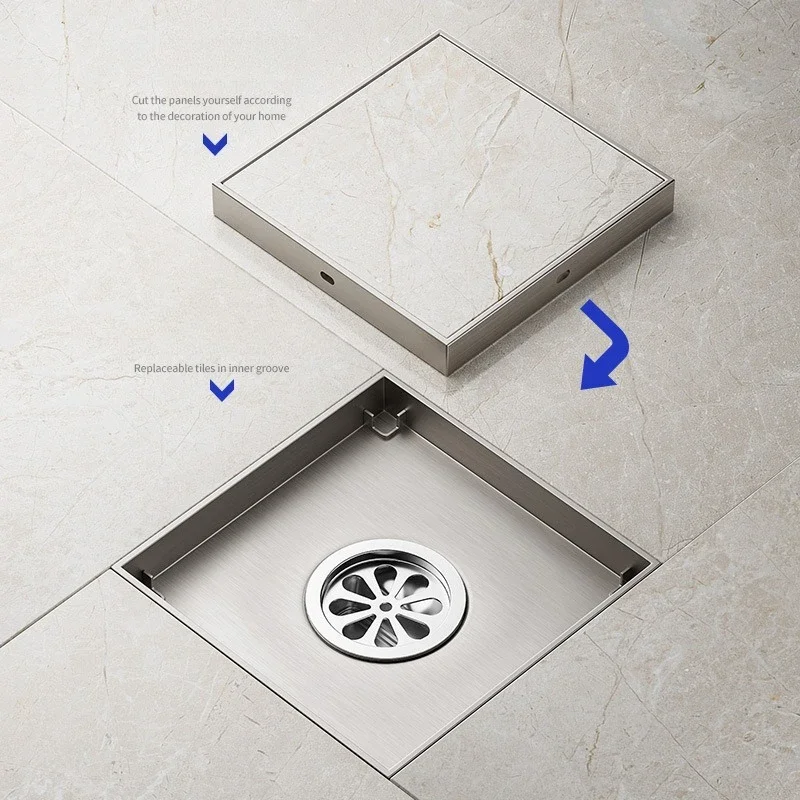 8/10cm Thickened 304 Stainless Steel Hidden Square Floor Drain Water Flow Tile Insert Drain for Bathroom Concealed Odor Proof
8/10cm Thickened 304 Stainless Steel Hidden Square Floor Drain Water Flow Tile Insert Drain for Bathroom Concealed Odor Proof