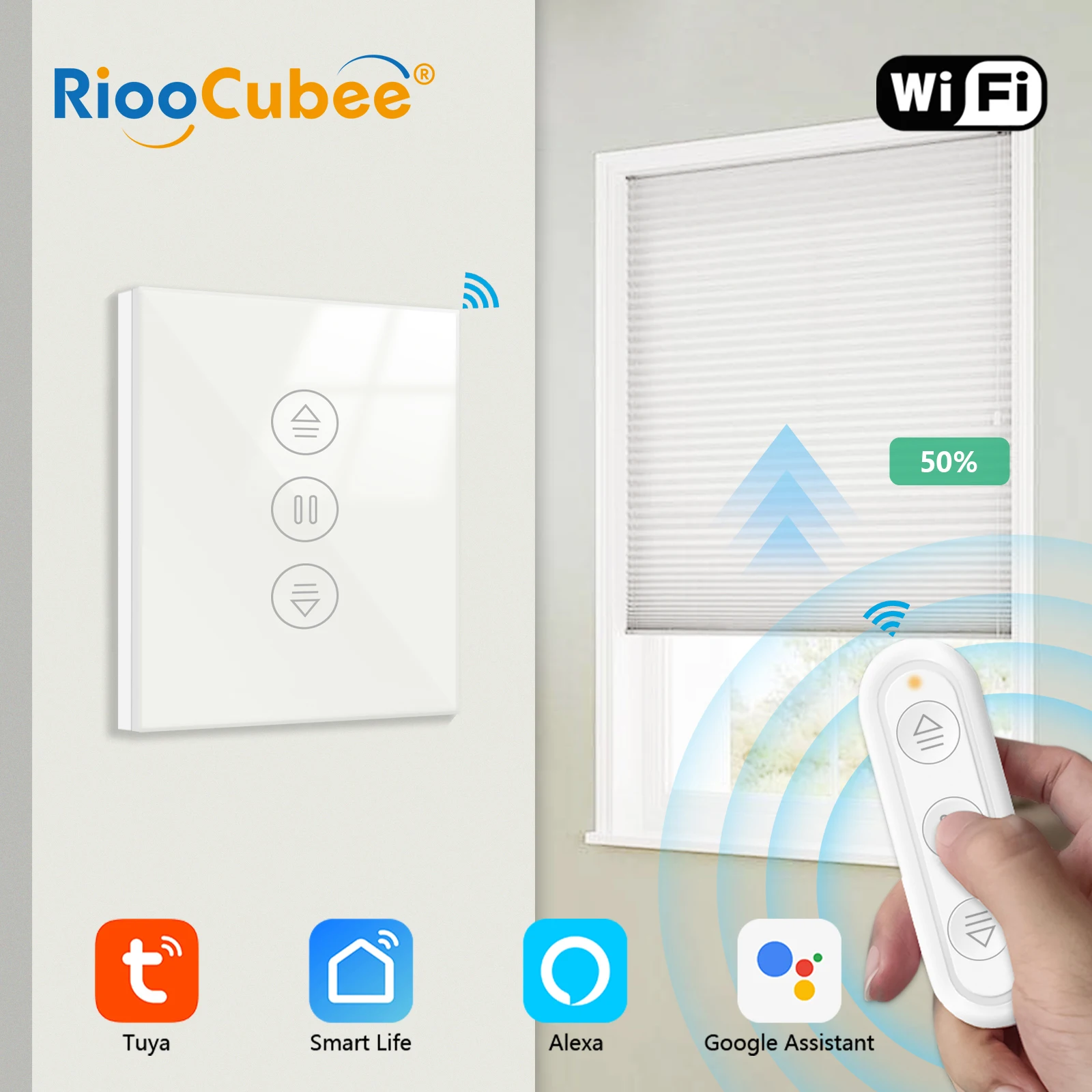 RiooCubee Tuya Smart Life Curtain Roller Shutter Touch Panel Switch Percentage Control Voice Control via Google Home Alexa
RiooCubee Tuya Smart Life Curtain Roller Shutter Touch Panel Switch Percentage Control Voice Control via Google Home Alexa