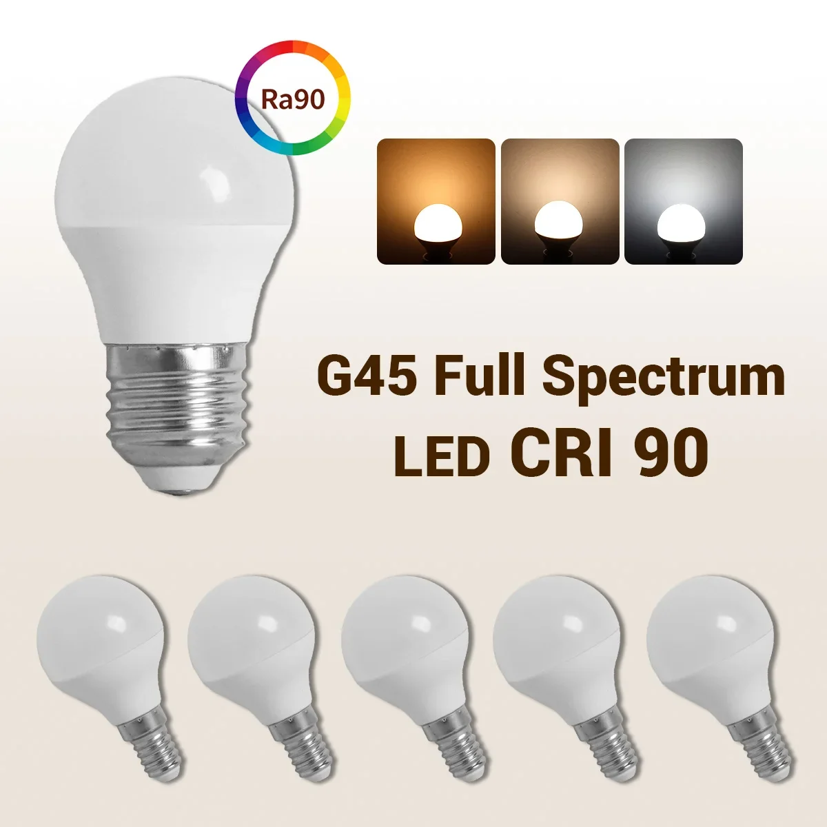 Full Spectrum AC100-240V LED Bulb G45 E27 E14 CRI90 High Color Rendering Index Eye Care Decor Light For Indoor Ambient Lighting
Full Spectrum AC100-240V LED Bulb G45 E27 E14 CRI90 High Color Rendering Index Eye Care Decor Light For Indoor Ambient Lighting