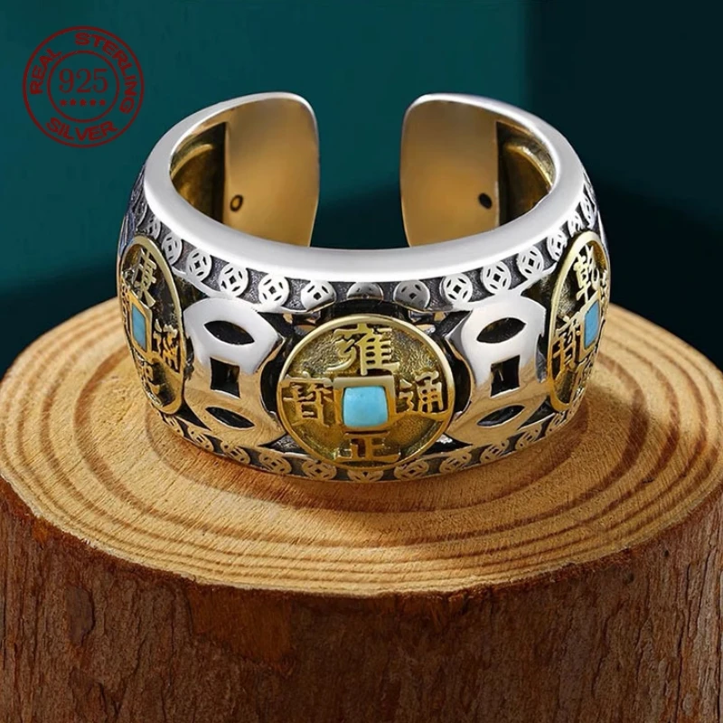 S925 Серебро, инкрустированная медью, монета, бирюзовые вращающиеся мужские кольца, винтажный этнический стиль, классические мужские украшения для банкета, открытие
S925 Серебро, инкрустированная медью, монета, бирюзовые вращающиеся мужские кольца, винтажный этнический стиль, классические мужские украшения для банкета, открытие