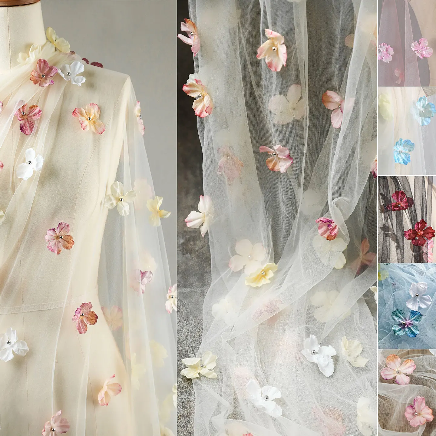 Colorful Crabapple Three-dimensional Flower Tulle Fabric By The Meter for DIY Dress Clothing Wedding Sewing Pearl Beaded Cloth
Colorful Crabapple Three-dimensional Flower Tulle Fabric By The Meter for DIY Dress Clothing Wedding Sewing Pearl Beaded Cloth