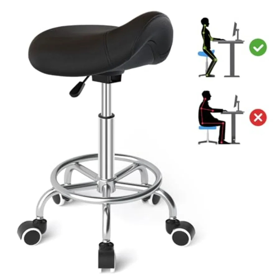 Saddle Stool Ergonomic- Comfortable Rolling Saddle Stool with Wide Thick Saddle Seat Padding Swivel Adjustable Saddle Chair wit
Saddle Stool Ergonomic- Comfortable Rolling Saddle Stool with Wide Thick Saddle Seat Padding Swivel Adjustable Saddle Chair wit