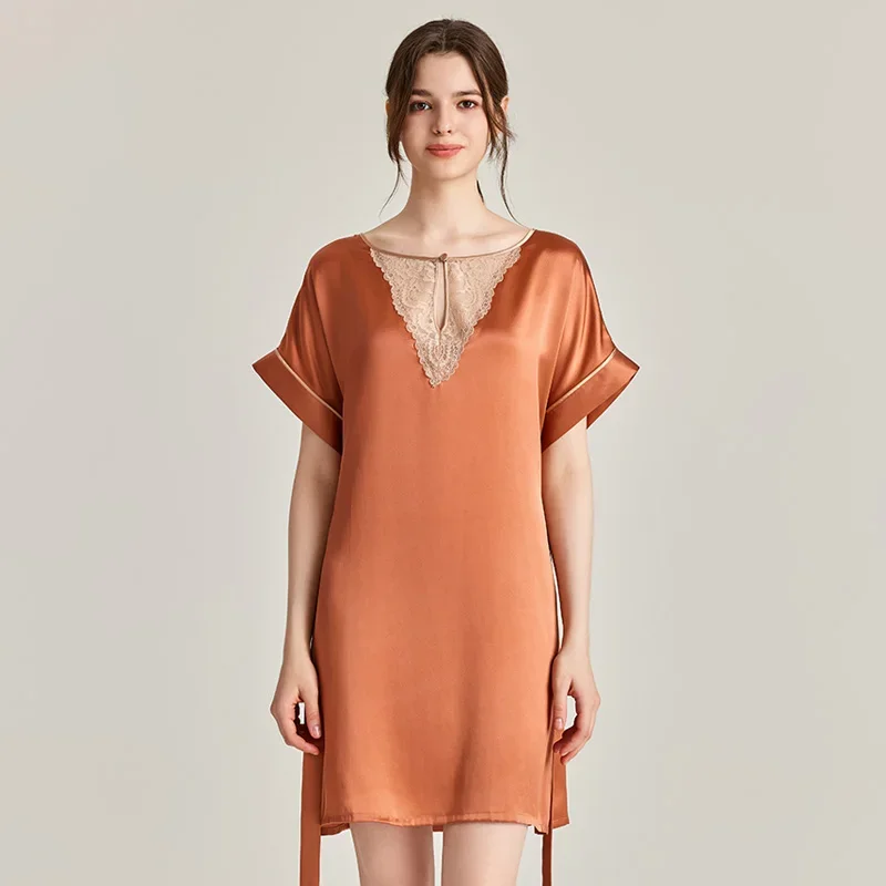 19MM 100% Real Silk Sexy Nightshirt Female Home Dress Lace Up Oversize Sleepwear Nightgown Casual Chemise Short Pajama Dress PJS
19MM 100% Real Silk Sexy Nightshirt Female Home Dress Lace Up Oversize Sleepwear Nightgown Casual Chemise Short Pajama Dress PJS