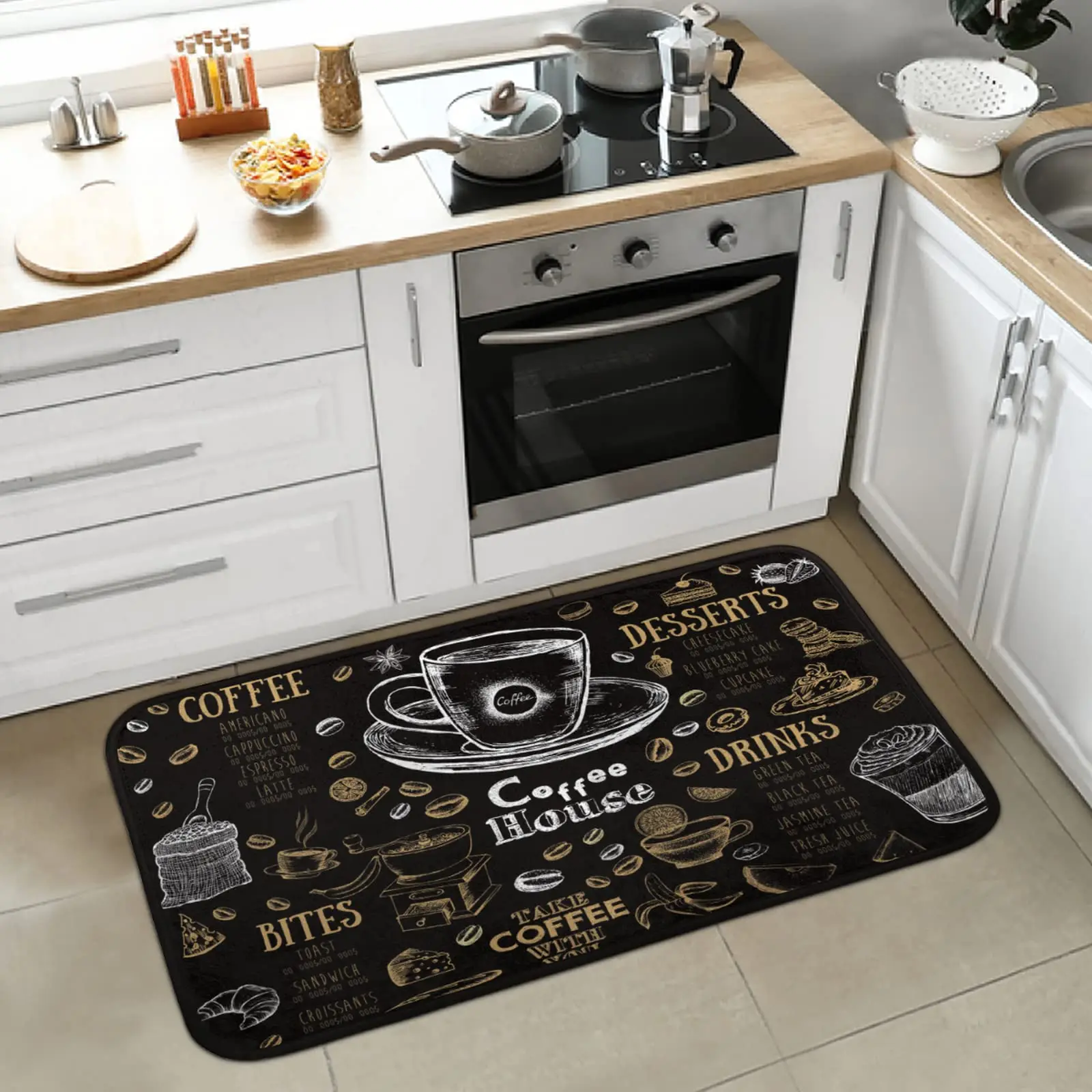 VIKAMA Coffee House Kitchen Mats Cakes Pattern Kitchen Runner Rugs Non Slip Soft Washable Floor Carpet for Kitchen Home Decor
VIKAMA Coffee House Kitchen Mats Cakes Pattern Kitchen Runner Rugs Non Slip Soft Washable Floor Carpet for Kitchen Home Decor