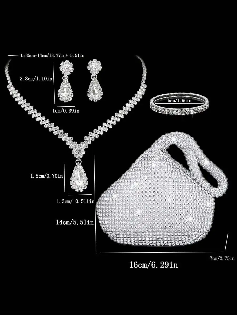 Crystal Embellished Handbag And Jewelry Set For Women Party Wedding Prom
Crystal Embellished Handbag And Jewelry Set For Women Party Wedding Prom