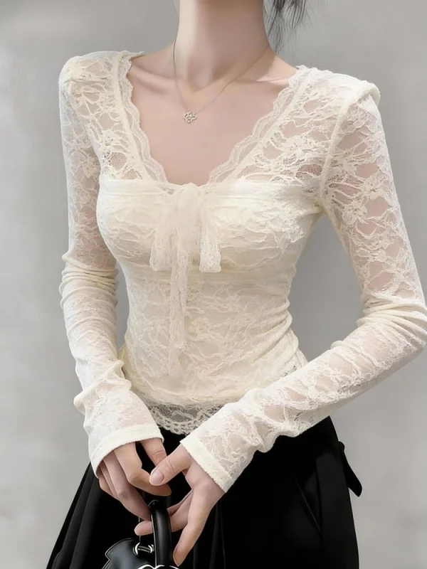 Retro Sweet Spicy Girl Pure Desire Lace Base Shirt Women's Inner Wear High-End Long Sleeve Unique Beautiful Top
Retro Sweet Spicy Girl Pure Desire Lace Base Shirt Women's Inner Wear High-End Long Sleeve Unique Beautiful Top
