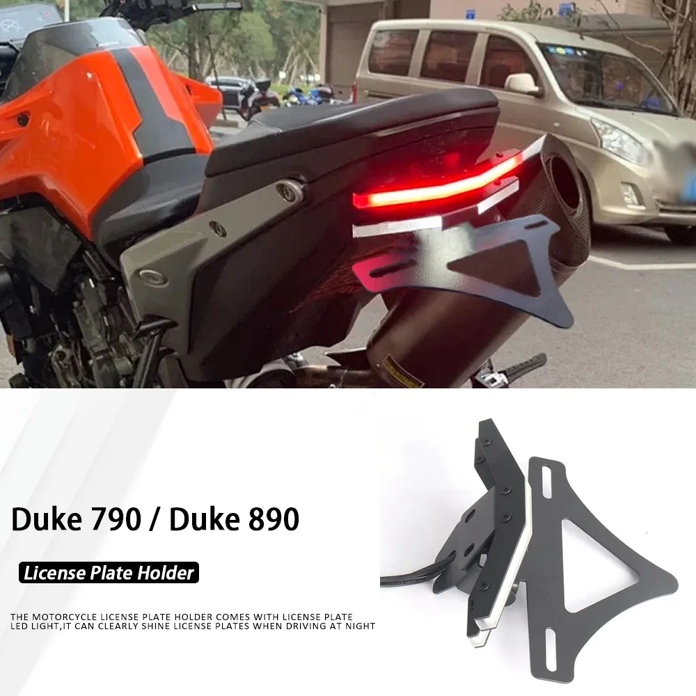 For DUKE 790 890 2018-2025 Motorcycle Folding License Plate Holder LED Turn Signal Tail Brake Light Flasher Fender Eliminator 
For DUKE 790 890 2018-2025 Motorcycle Folding License Plate Holder LED Turn Signal Tail Brake Light Flasher Fender Eliminator