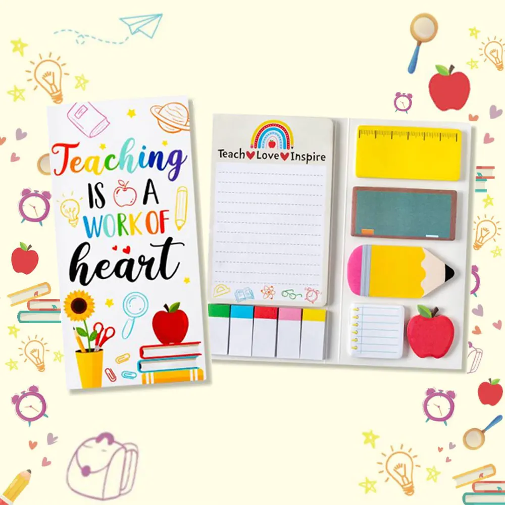 1pc Teacher's Day sticky note sticker set, cute cartoon handwritten self-adhesive notepad, high-value sticky notes.
1pc Teacher's Day sticky note sticker set, cute cartoon handwritten self-adhesive notepad, high-value sticky notes.