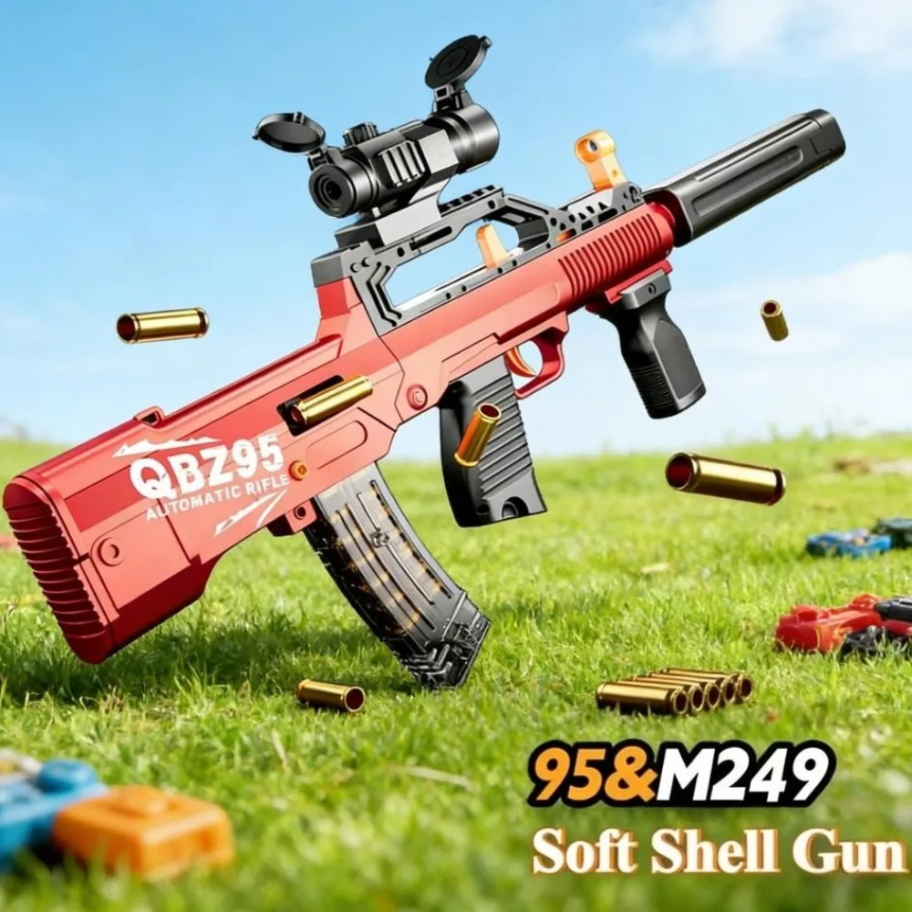 Игрушечный пистолет Safety QBZ95 с мягкими пулями, электрический и ручной, с двумя режимами, выбрасыванием гильз, для игр на улице, модель для стрельбы, подарок на день рождения для мальчиков
Игрушечный пистолет Safety QBZ95 с мягкими пулями, электрический и ручной, с двумя режимами, выбрасыванием гильз, для игр на улице, модель для стрельбы, подарок на день рождения для мальчиков