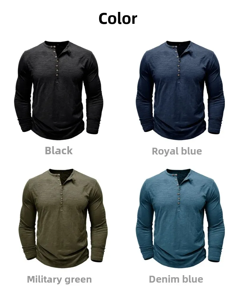 Mens Bamboo Cotton Henley Shirt Long Sleeve Crew Neck TShirt Top Outdoor Winter Autumn European American Style 2026
Mens Bamboo Cotton Henley Shirt Long Sleeve Crew Neck TShirt Top Outdoor Winter Autumn European American Style 2026