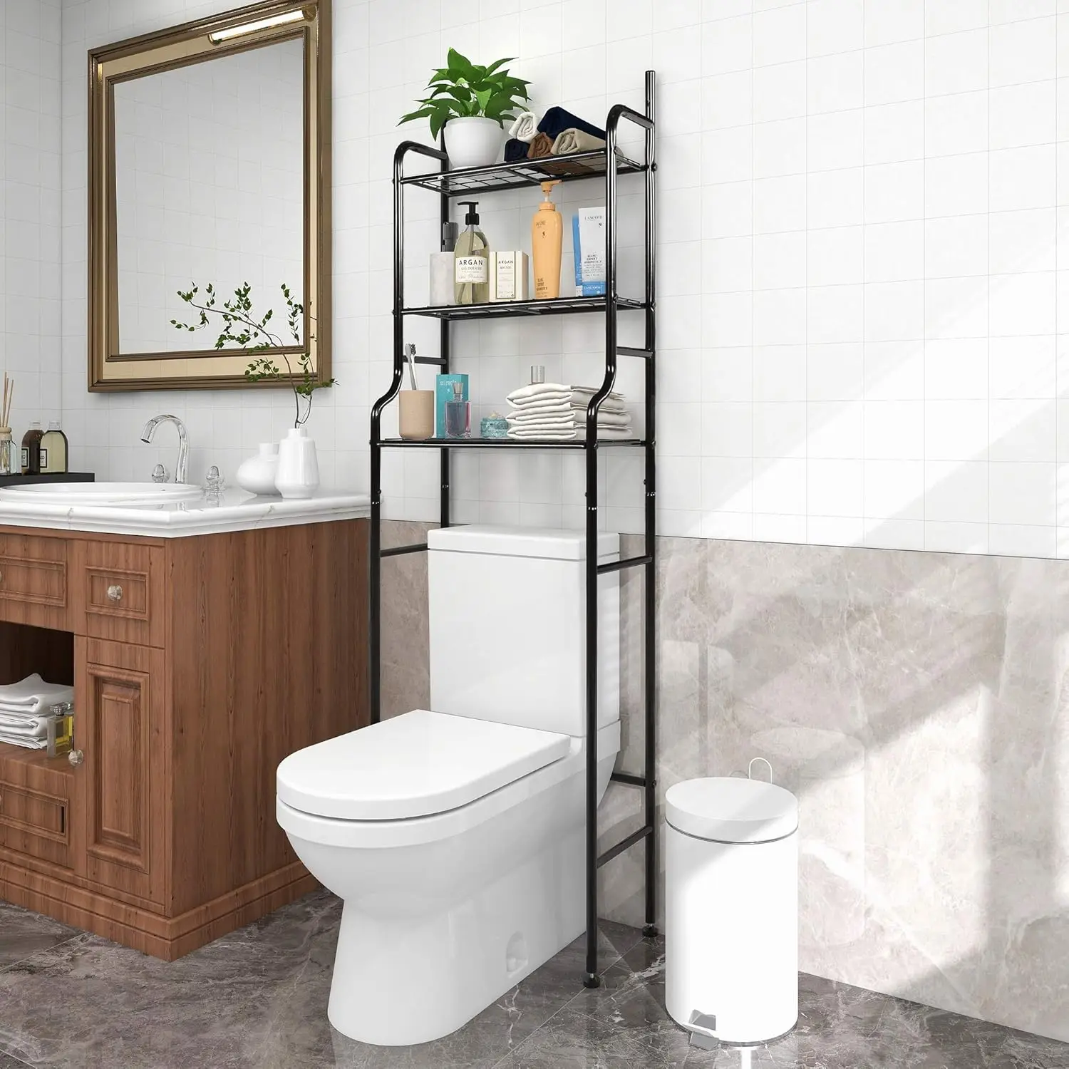3-Shelf Bathroom Organizer Over The Toilet Space Saver Bathroom Corner Stand Storage Organizer, Black
3-Shelf Bathroom Organizer Over The Toilet Space Saver Bathroom Corner Stand Storage Organizer, Black