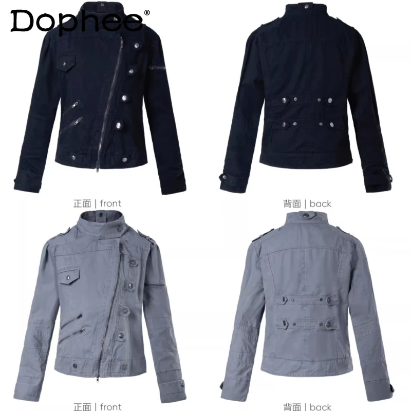 2026 Men's New Stand Collar Metal Buckle Decorative Tops Diagonal Zipper Placket Tooling Jacket Solid Color Long-sleeve Coats
2026 Men's New Stand Collar Metal Buckle Decorative Tops Diagonal Zipper Placket Tooling Jacket Solid Color Long-sleeve Coats
